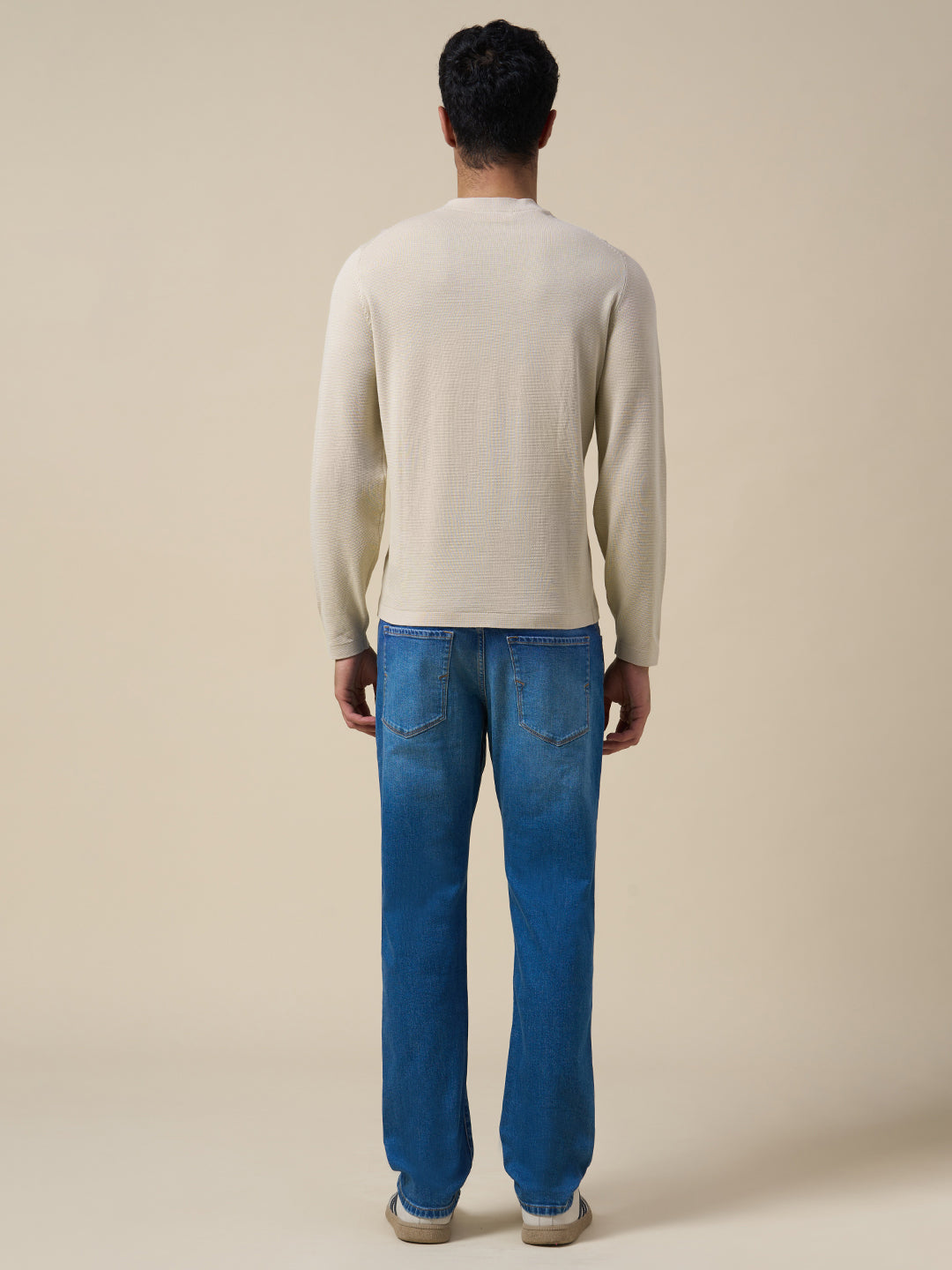 Organic Cotton Structured Pullover - Beige