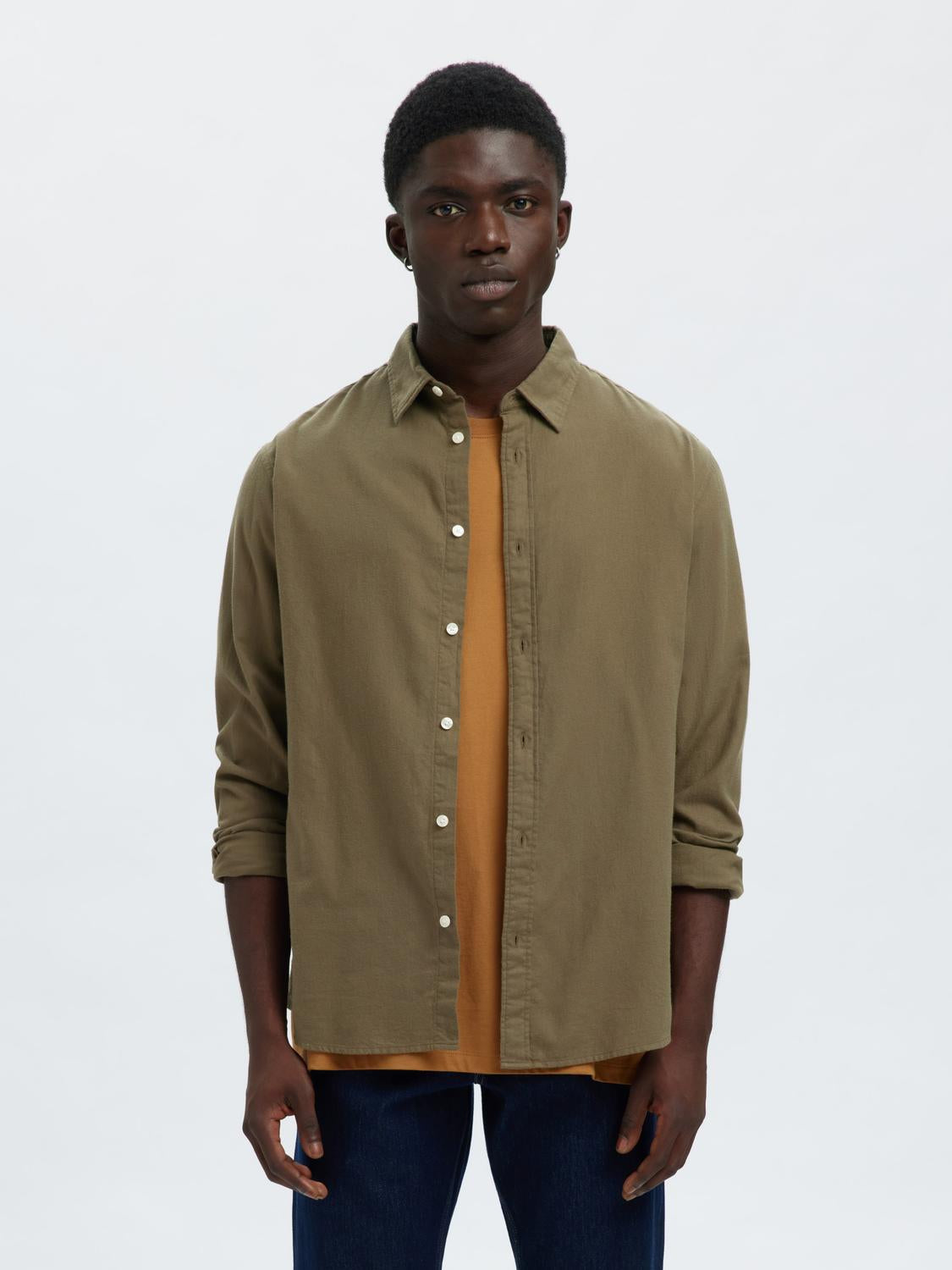 Green Brushed Flannel Shirt