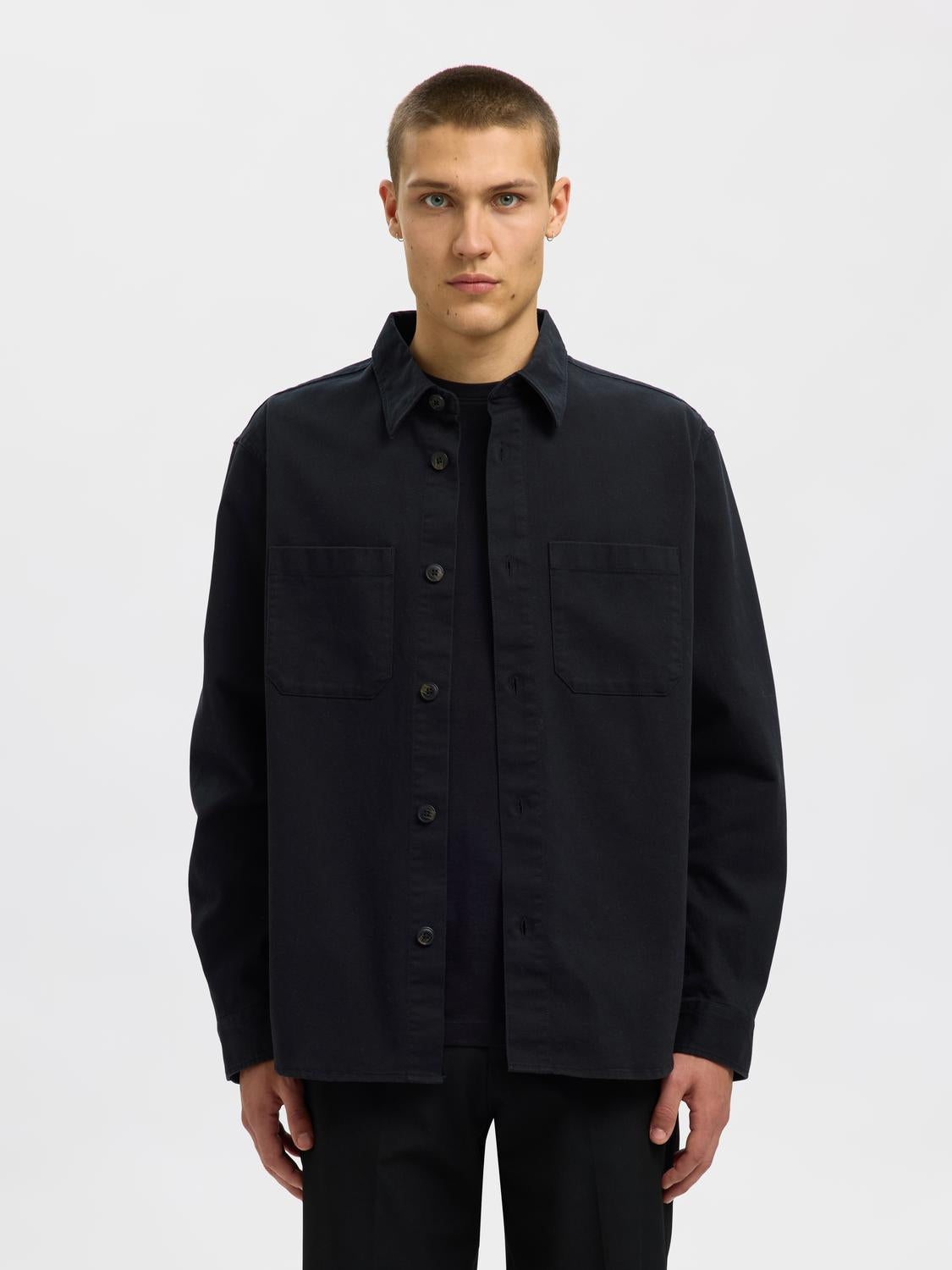 Black Twill Regular Fit Overshirt