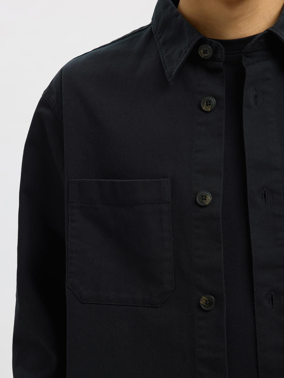 Black Twill Regular Fit Overshirt