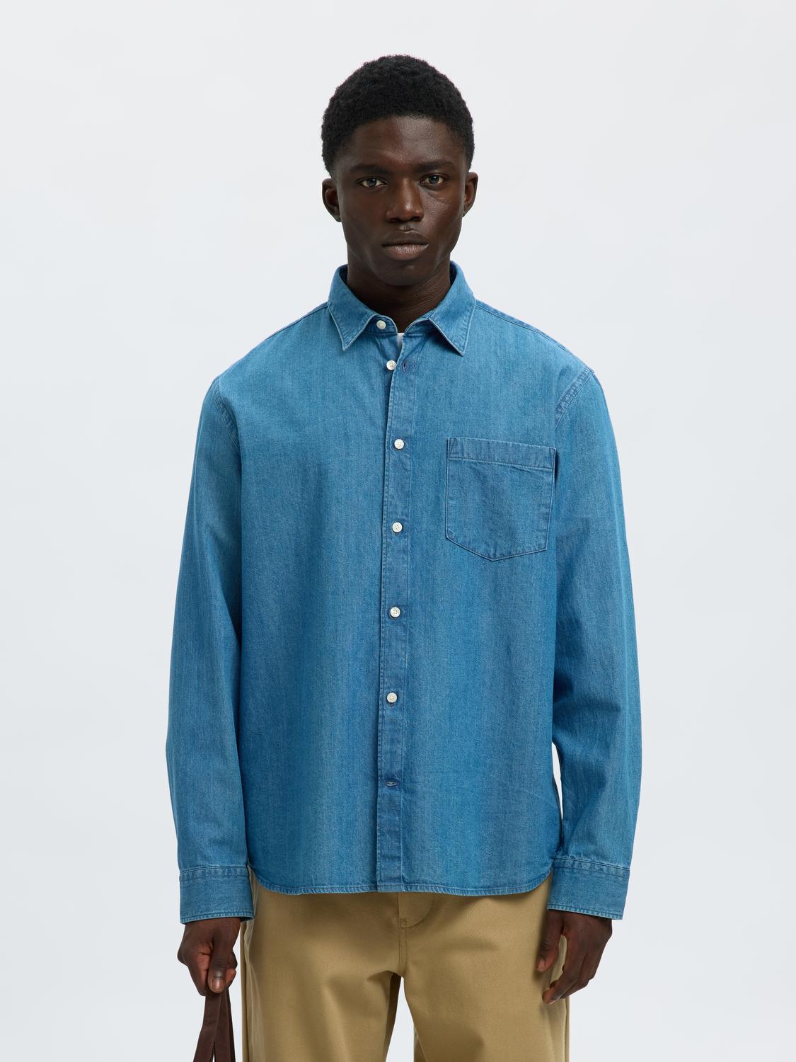 Blue Regular Fit Denim Shirt