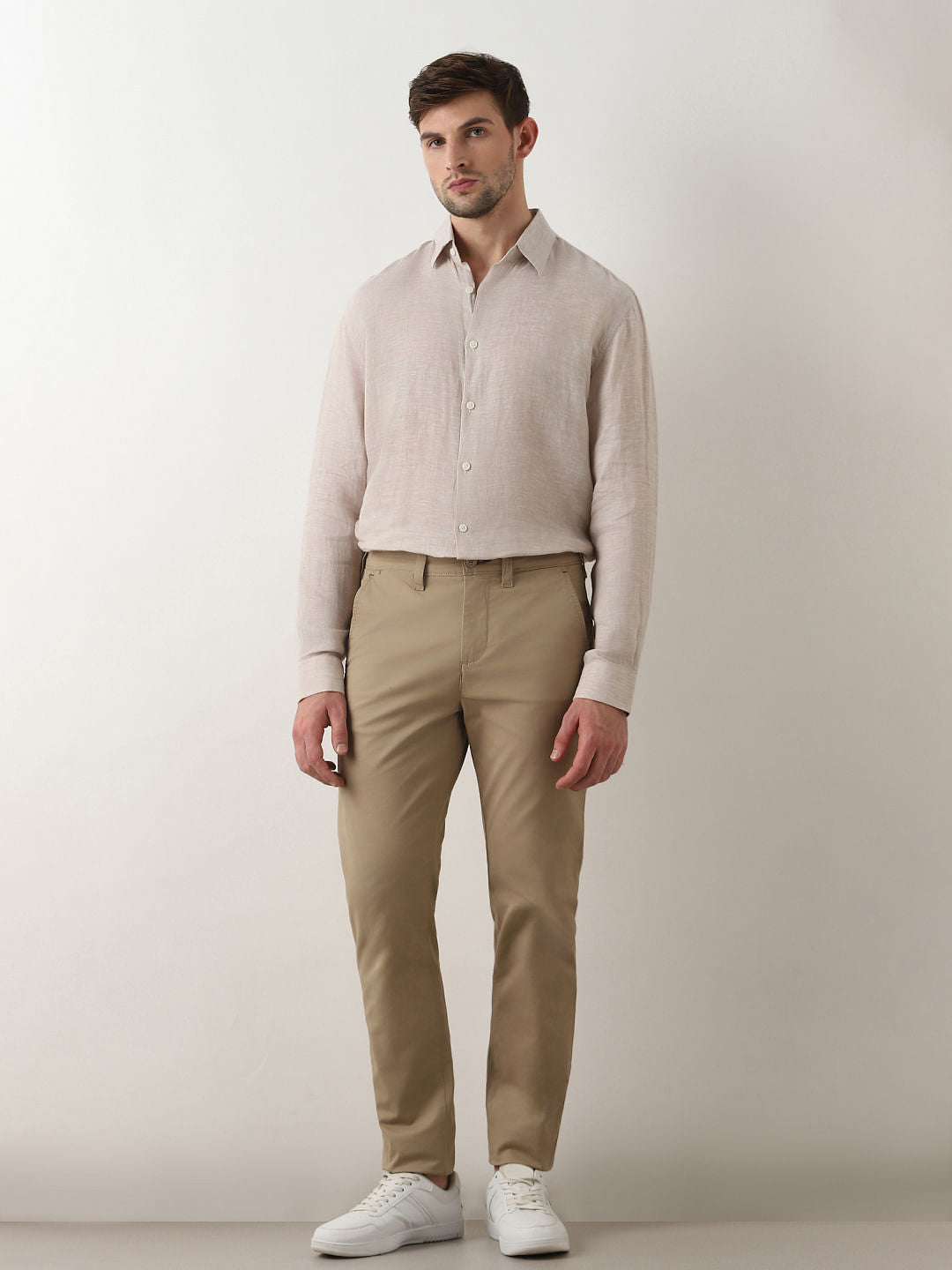 Beige Linen Full Sleeves Shirt