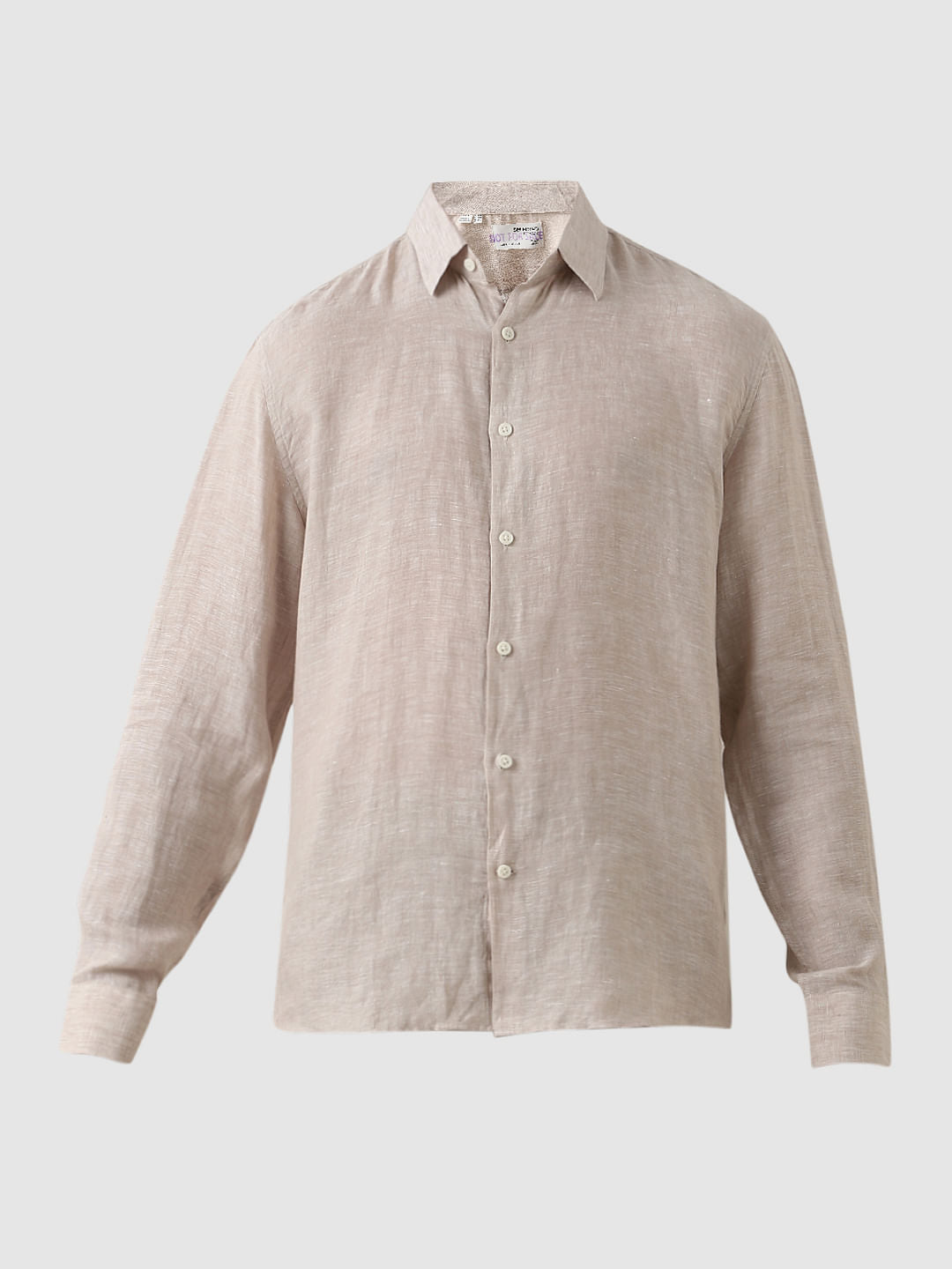 Beige Linen Full Sleeves Shirt