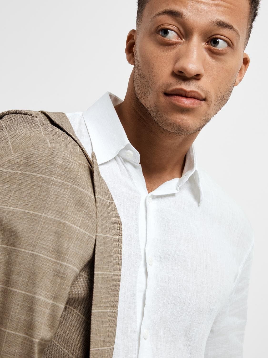 White Linen Full Sleeves Shirt