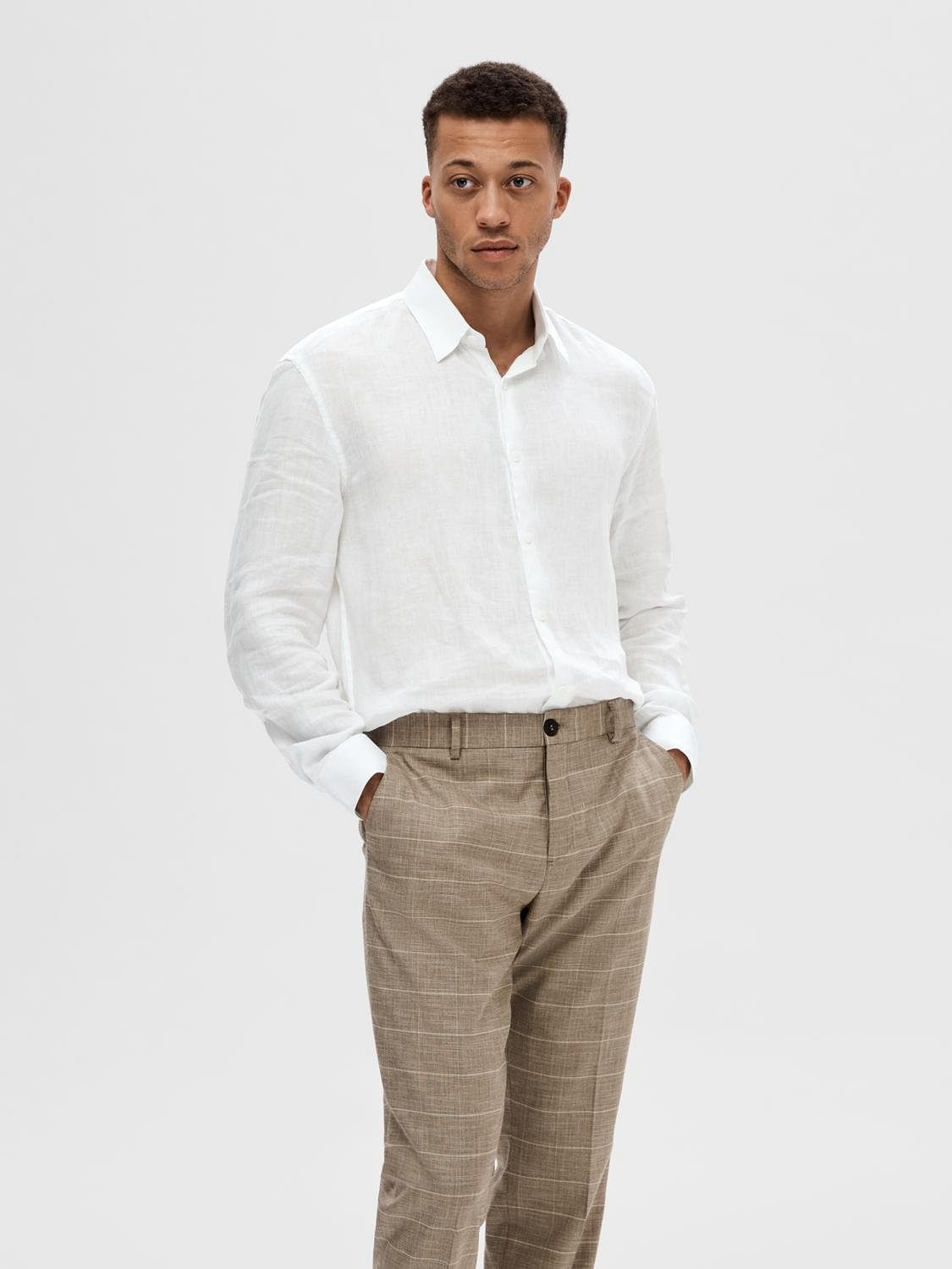 White Linen Full Sleeves Shirt