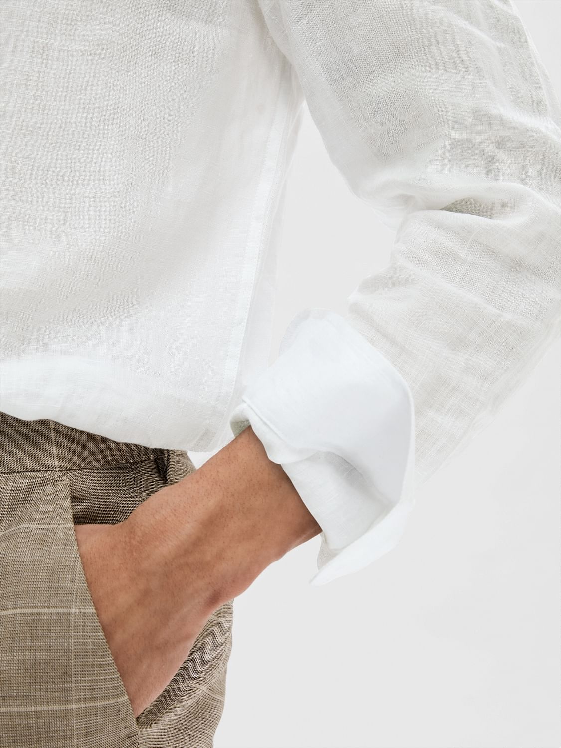 White Linen Full Sleeves Shirt