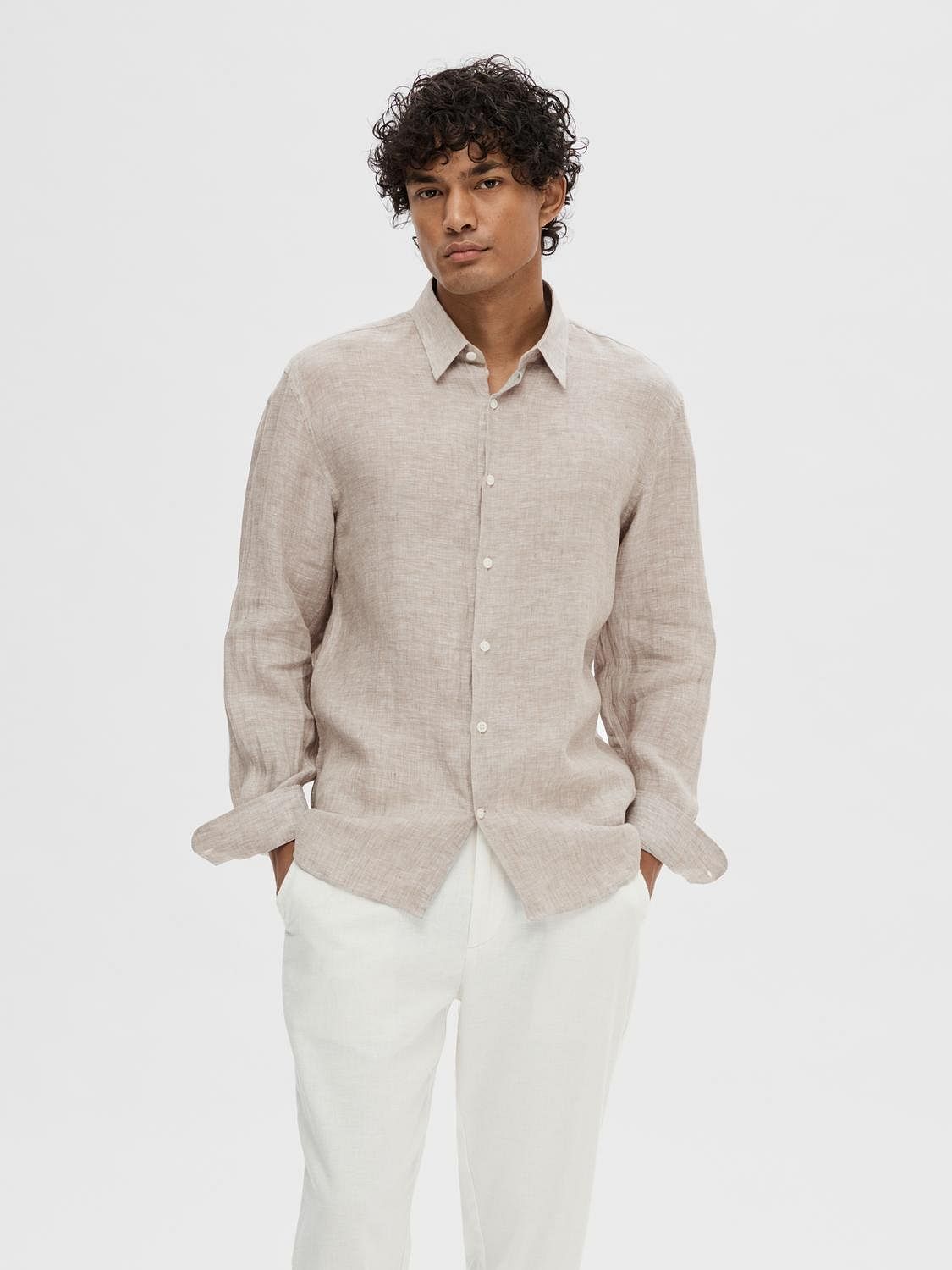 Green Linen Full Sleeves Shirt