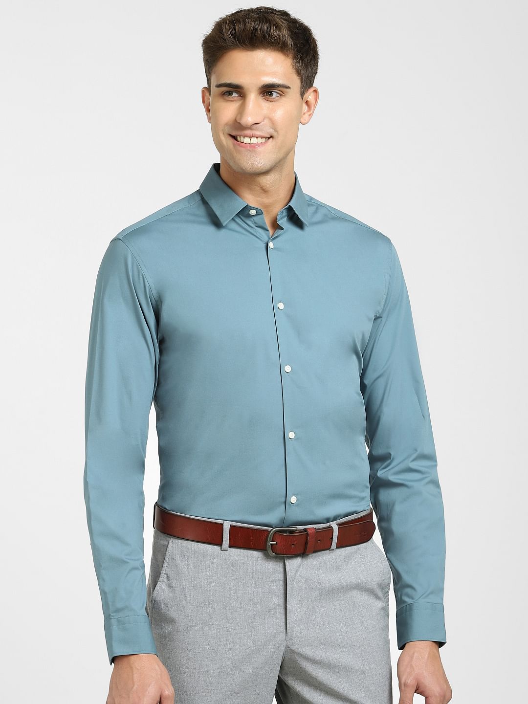 Teal Blue Formal Full Sleeves Shirt