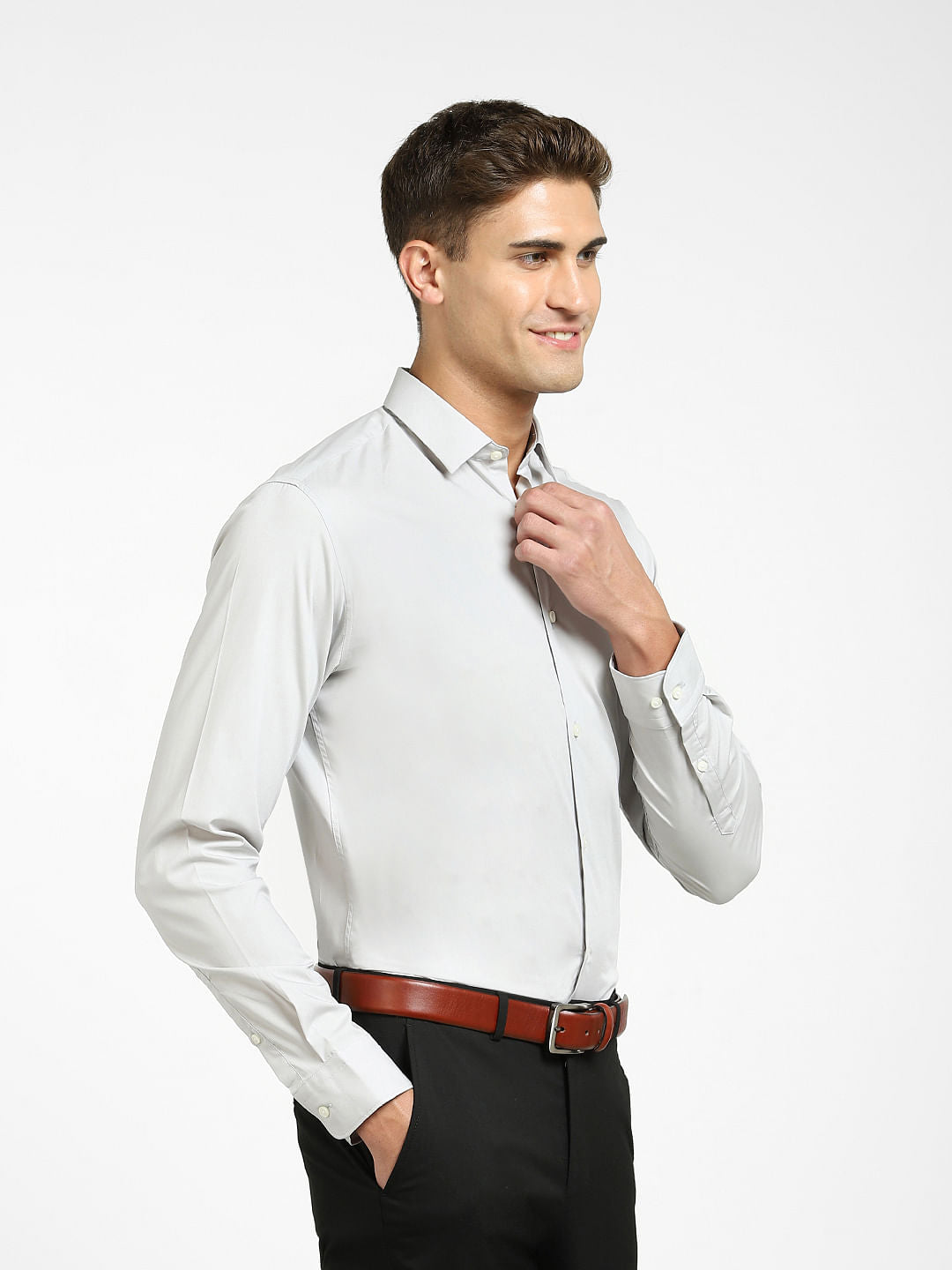 Grey Formal Full Sleeves Shirt