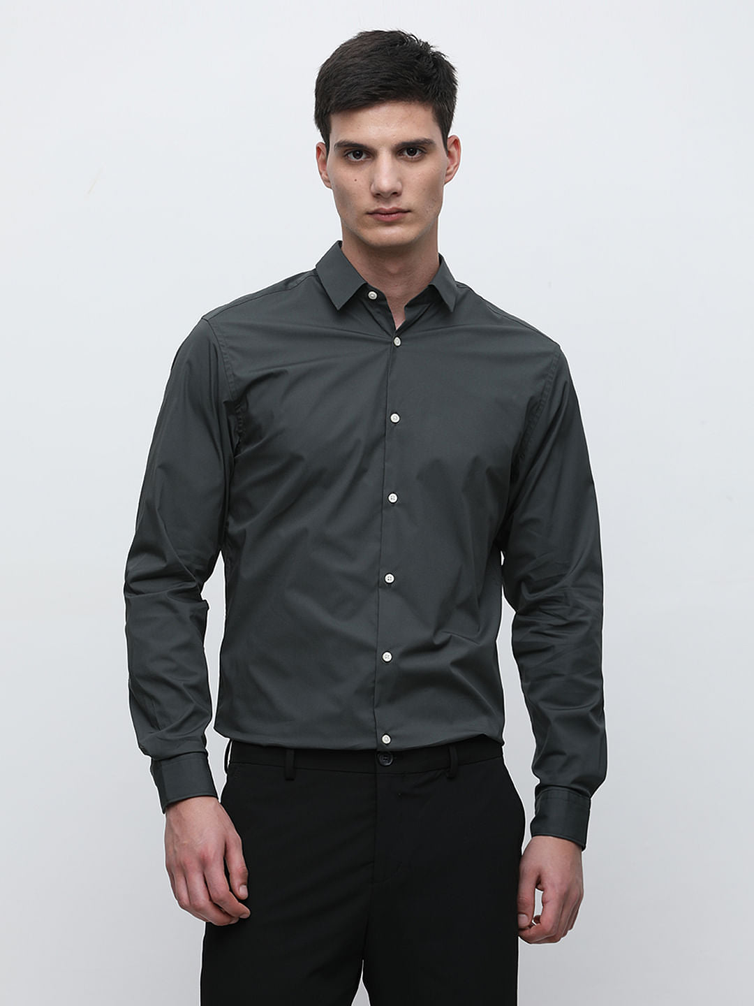 Olive Formal Full Sleeves Shirt