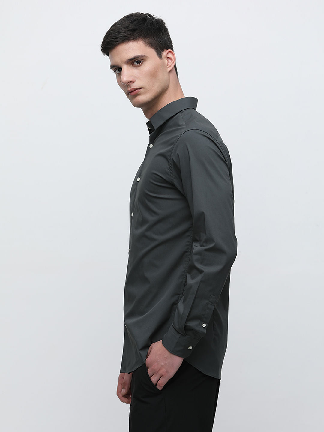 Olive Formal Full Sleeves Shirt