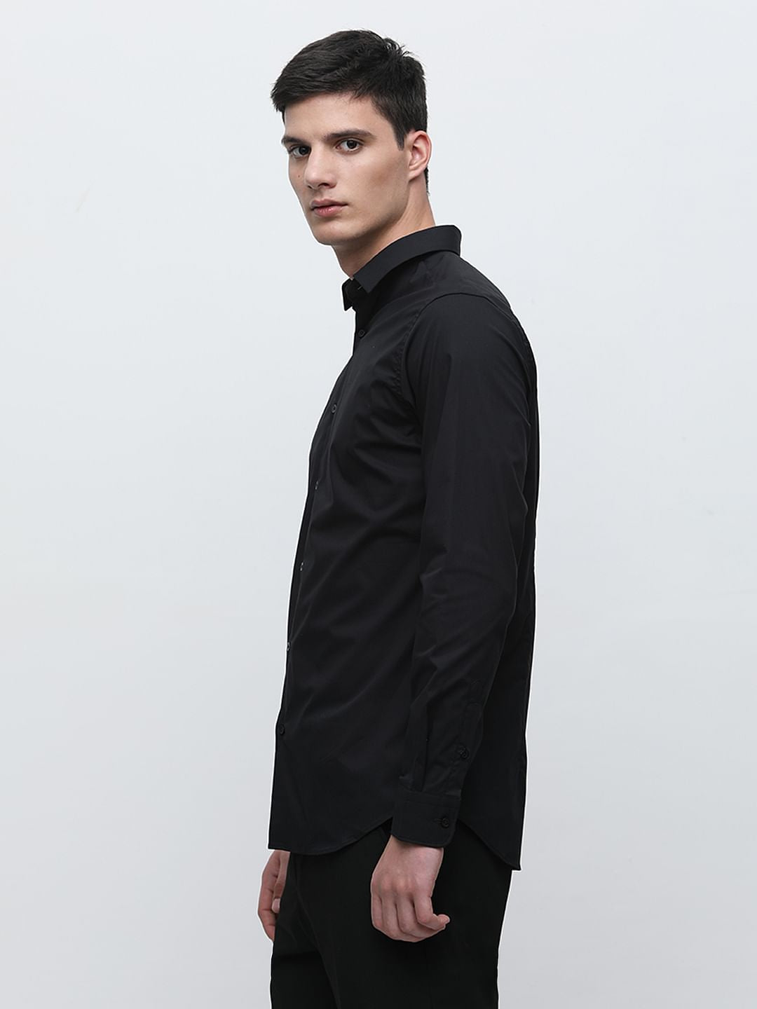Black Formal Cotton Full Sleeves Shirt