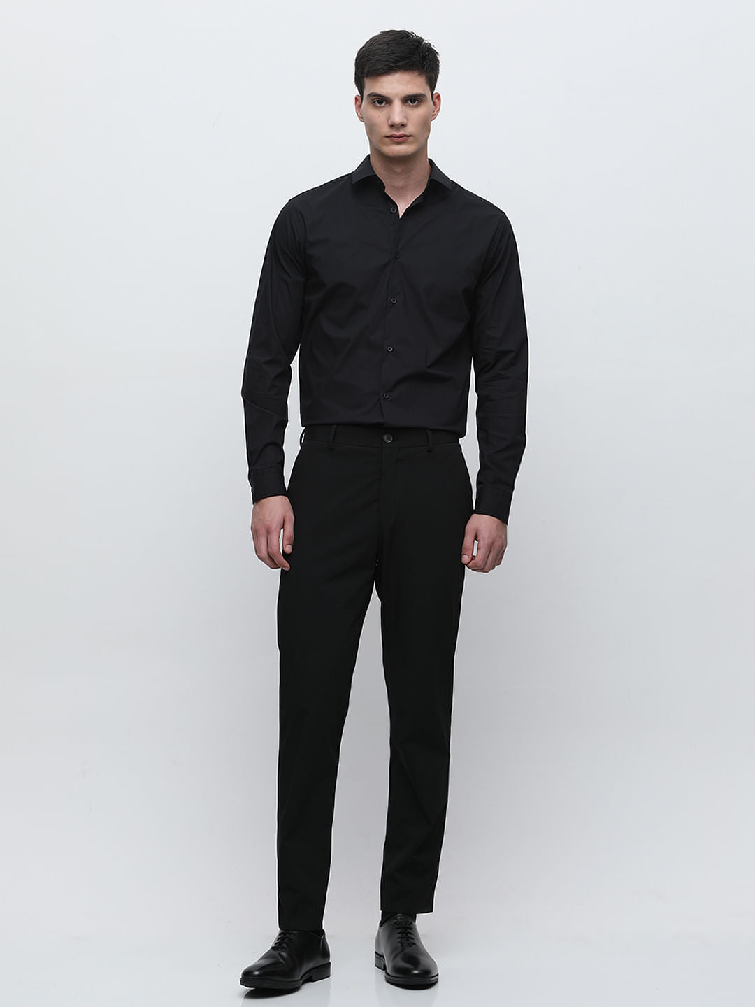 Black Formal Cotton Full Sleeves Shirt