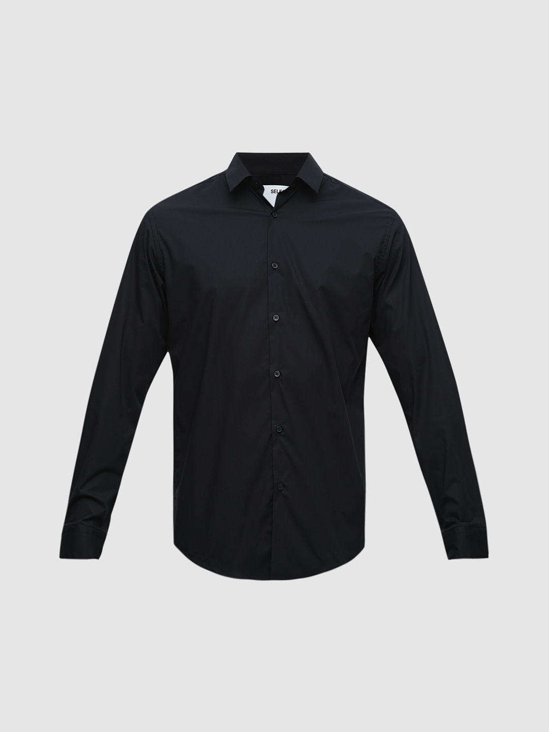 Black Formal Cotton Full Sleeves Shirt