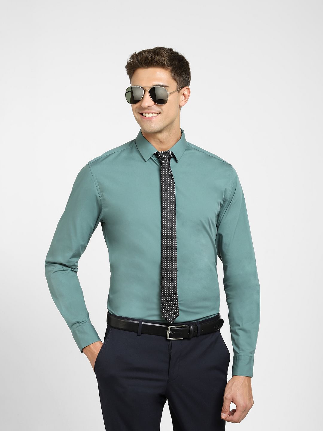 Green Formal Full Sleeves Shirt