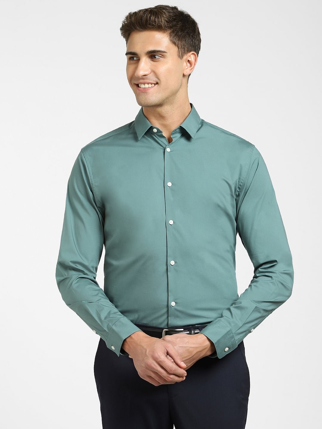 Green Formal Full Sleeves Shirt