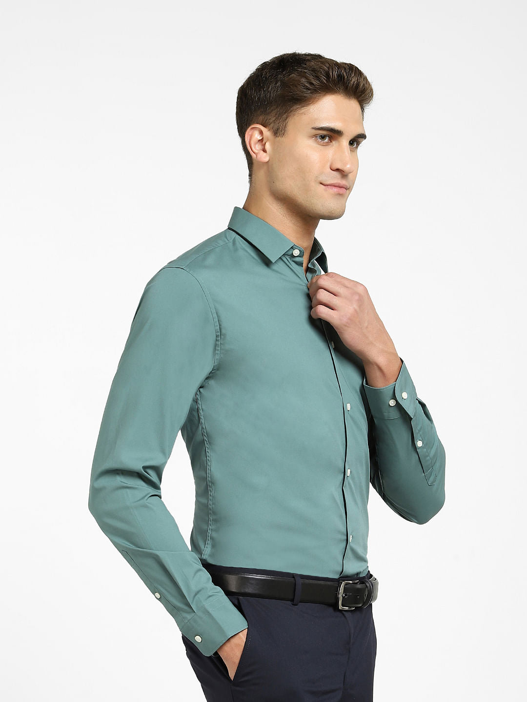 Green Formal Full Sleeves Shirt