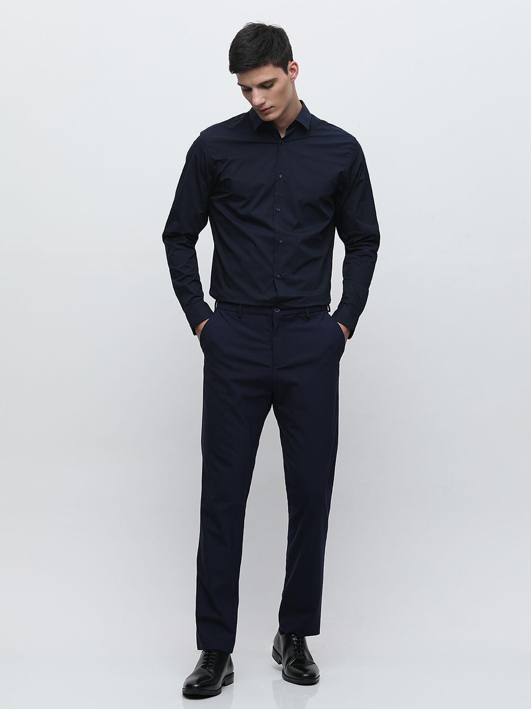 Navy Blue Formal Full Sleeves Shirt