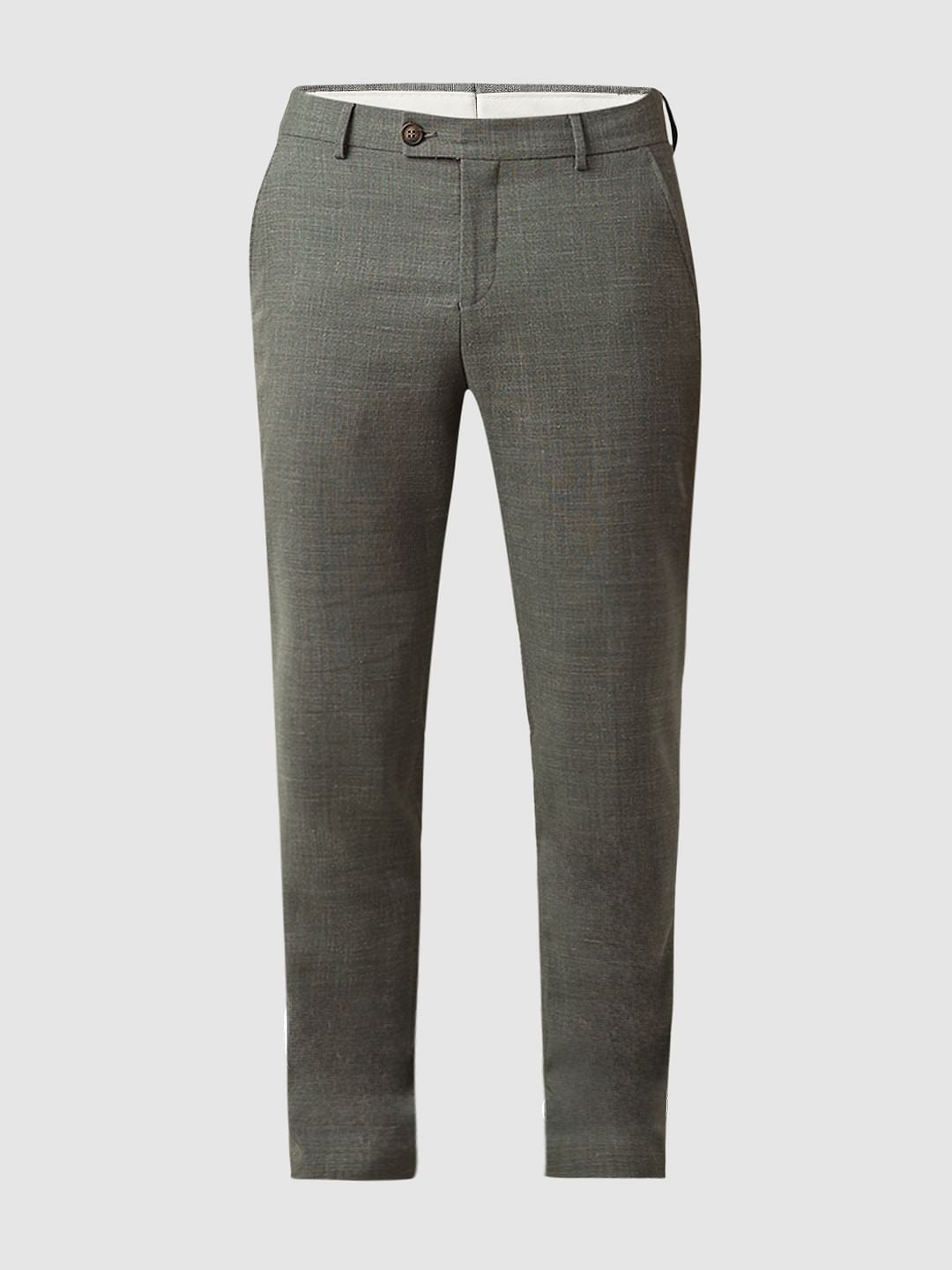 Green Linen Blend Slim Fit Suit-Set Trousers