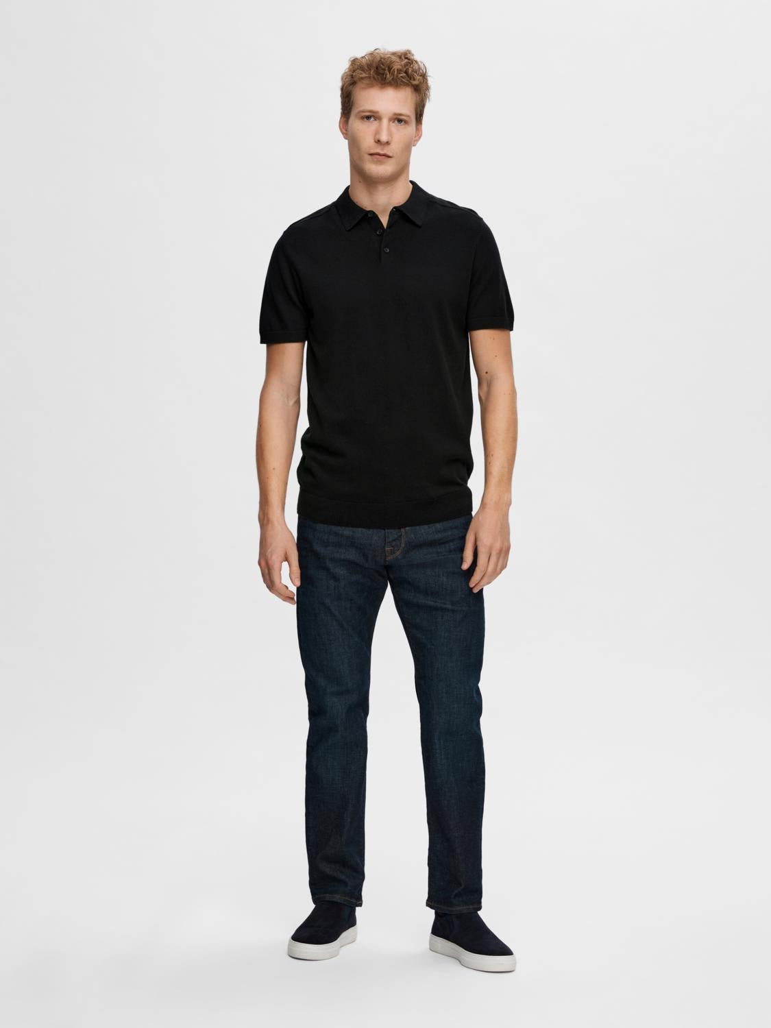 Black Knitted Polo