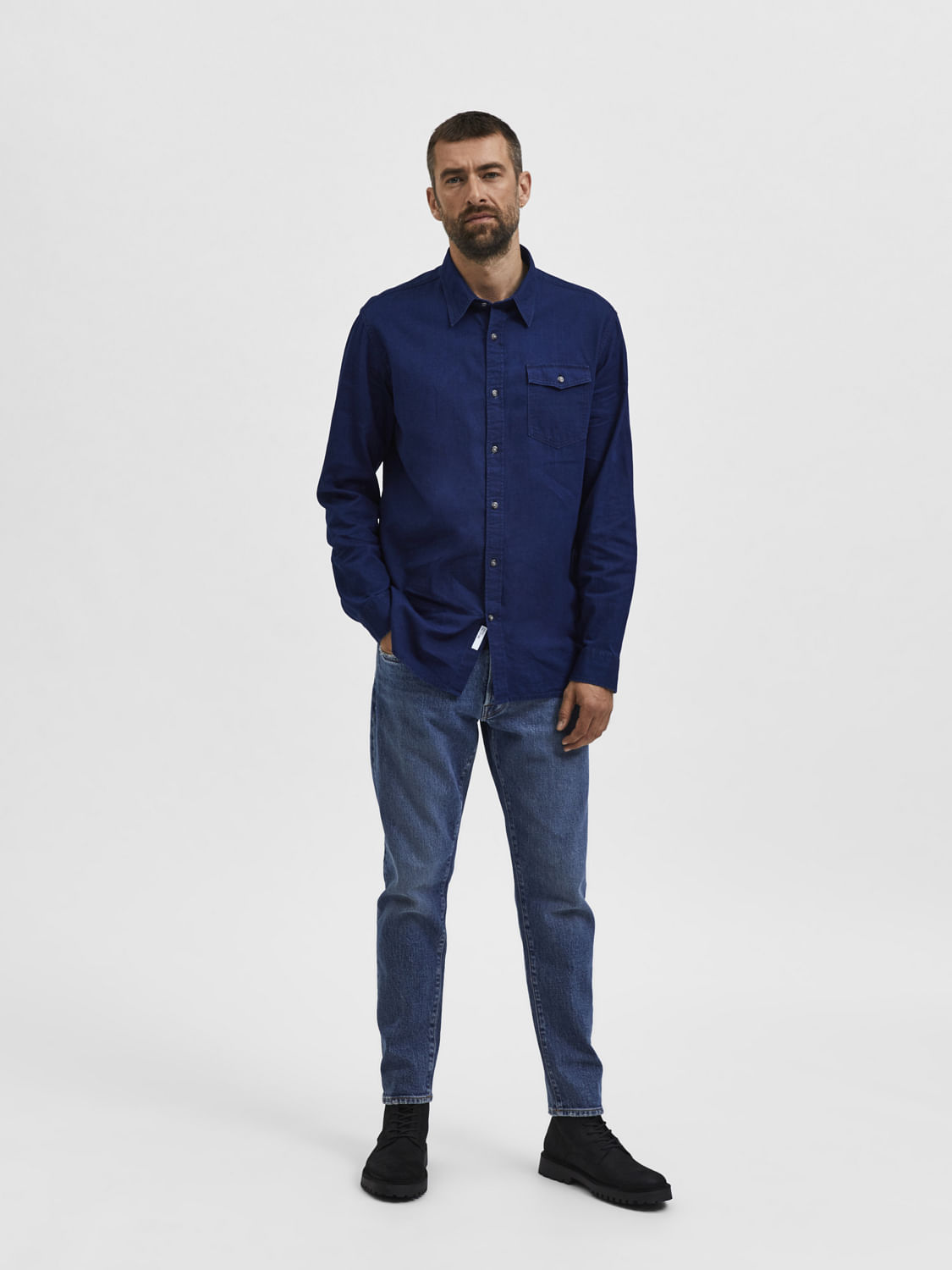 Dark Blue Denim Full Sleeves Shirt