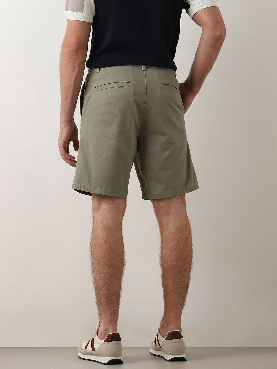Green Mid Rise Cotton Chino Shorts