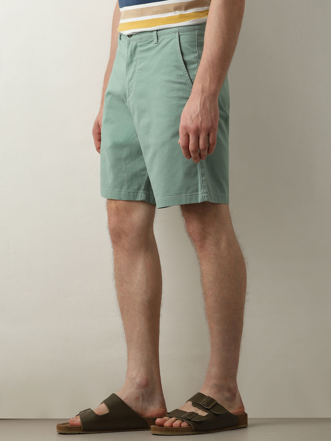 Green Mid Rise Chino Shorts