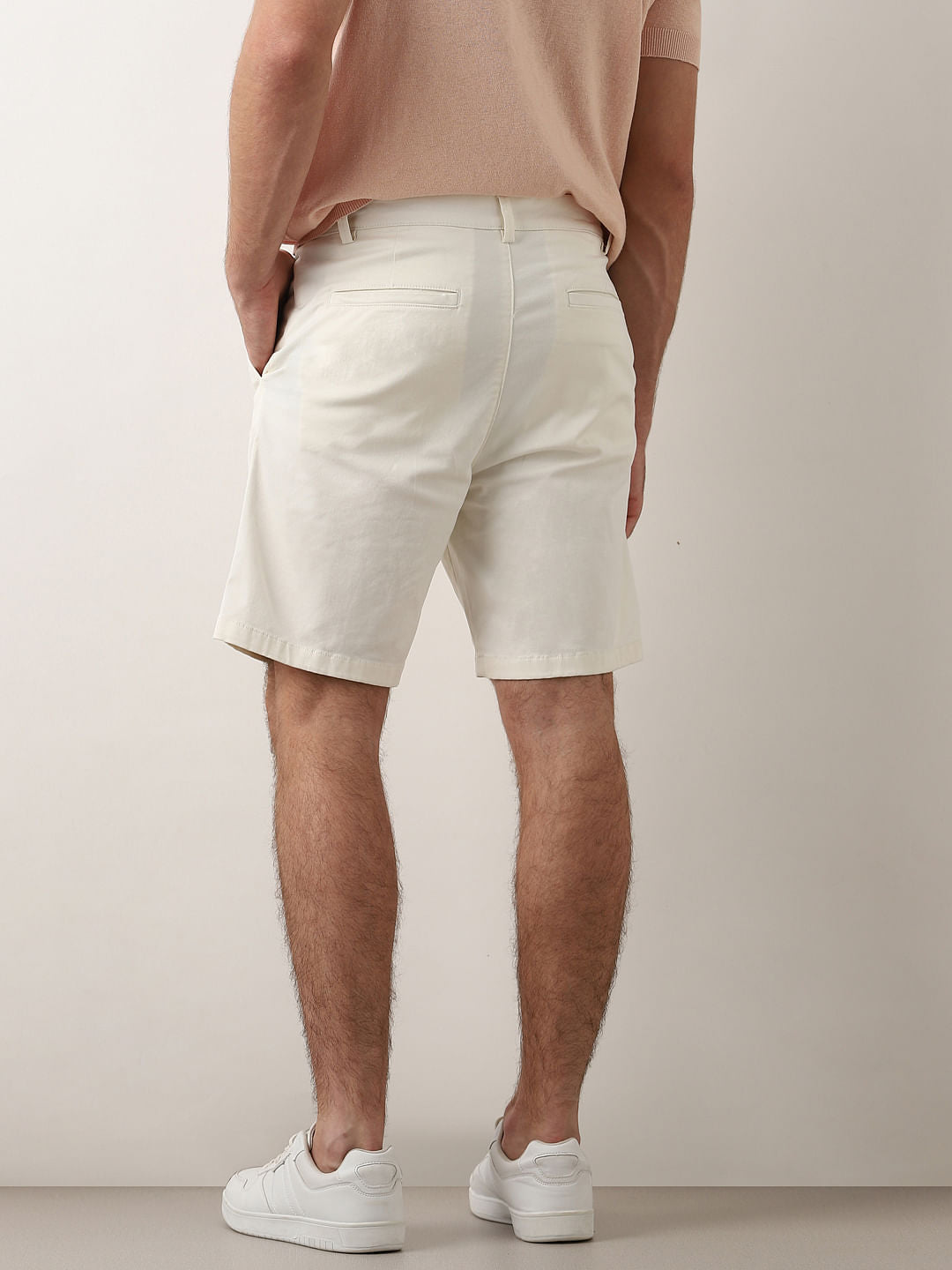 Off-White Mid Rise Cotton Chino Shorts