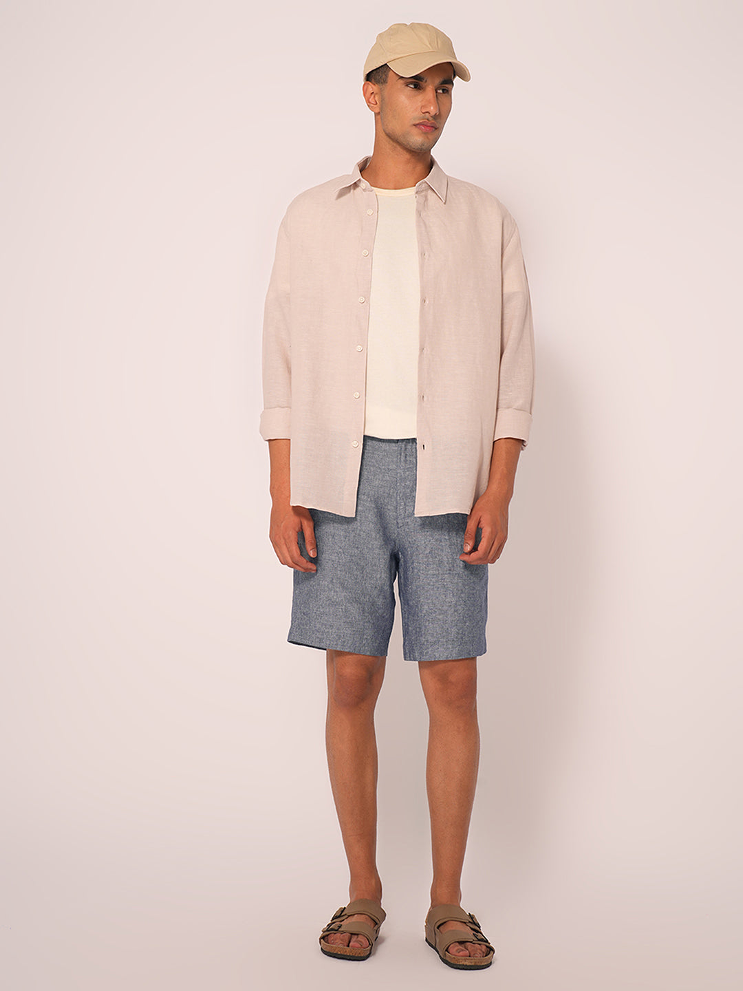 Blue Linen Shorts