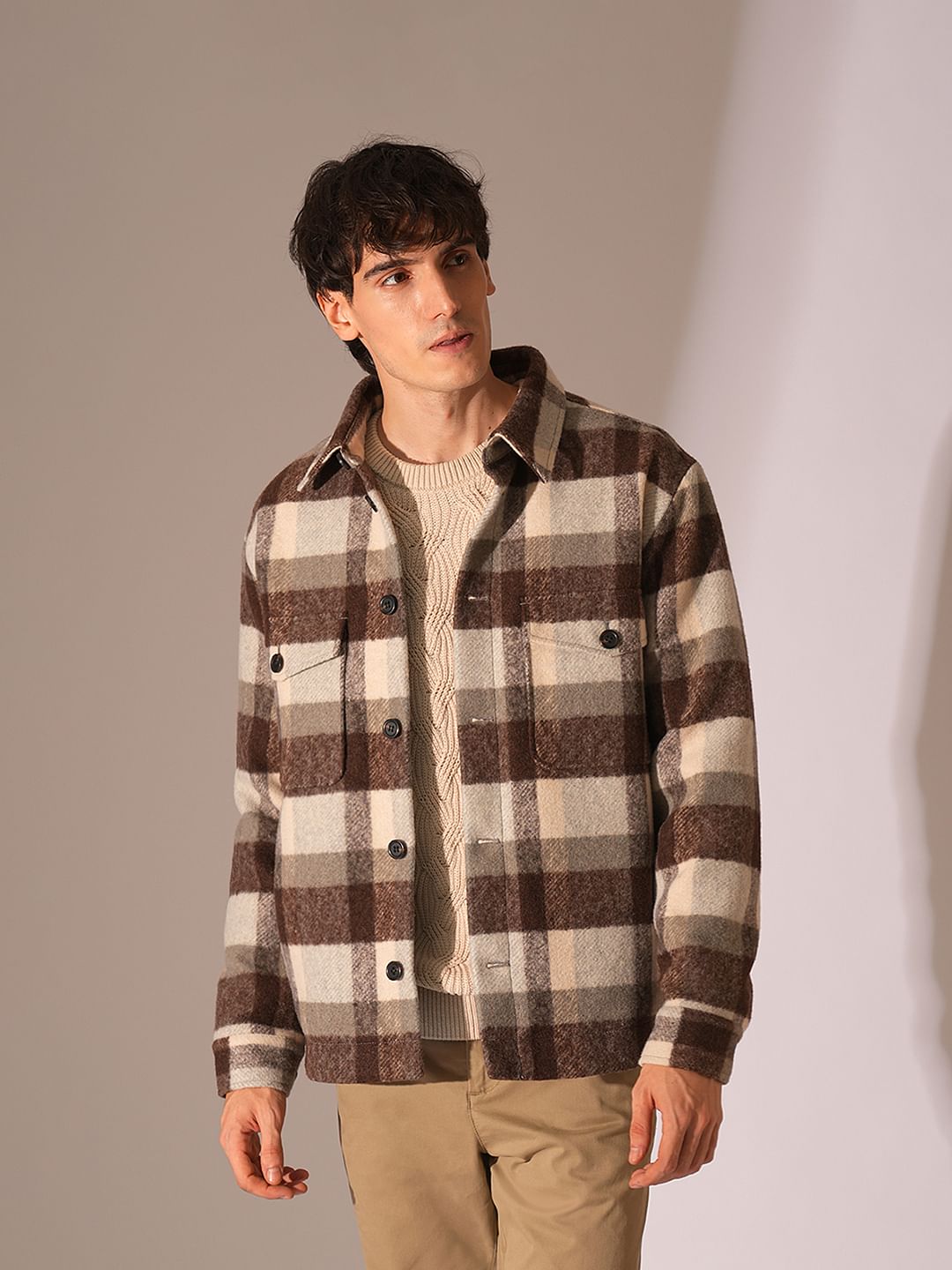 Beige Cable Knit Pullover