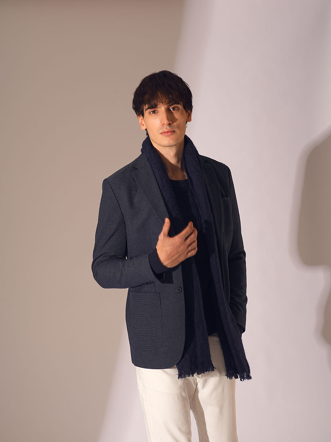 Navy Blue Cable Knit Pullover