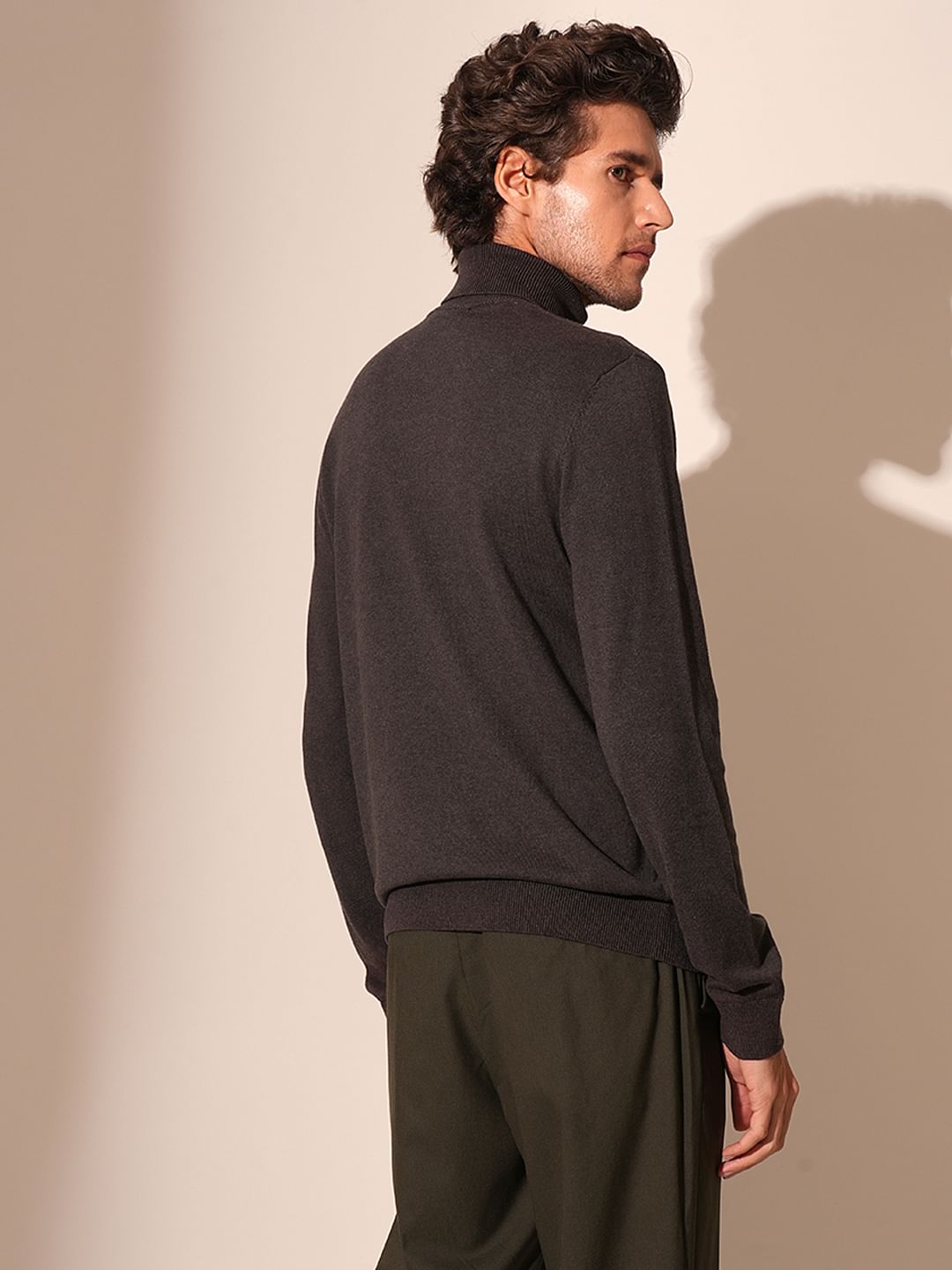 Brown Roll Neck Pullover