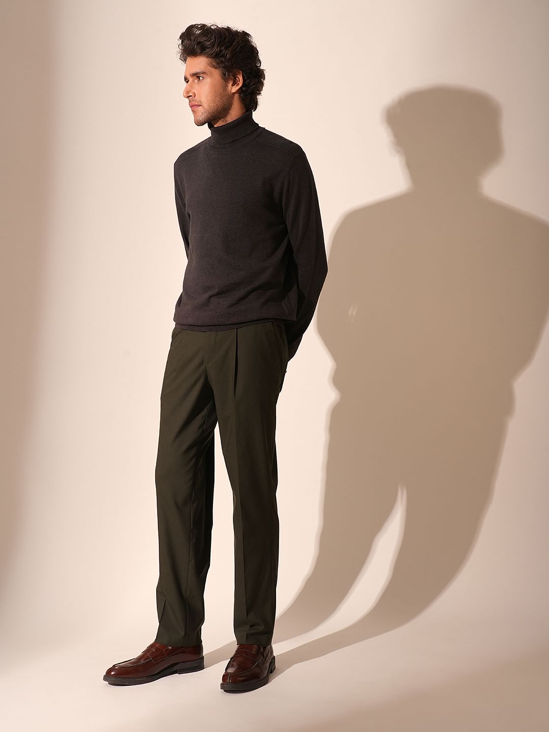 Brown Roll Neck Pullover