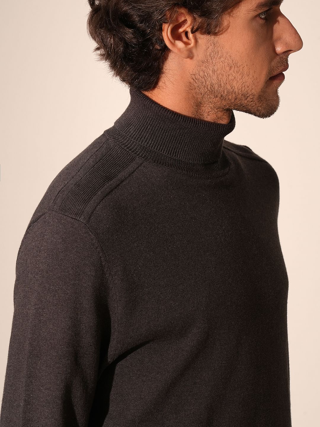 Brown Roll Neck Pullover