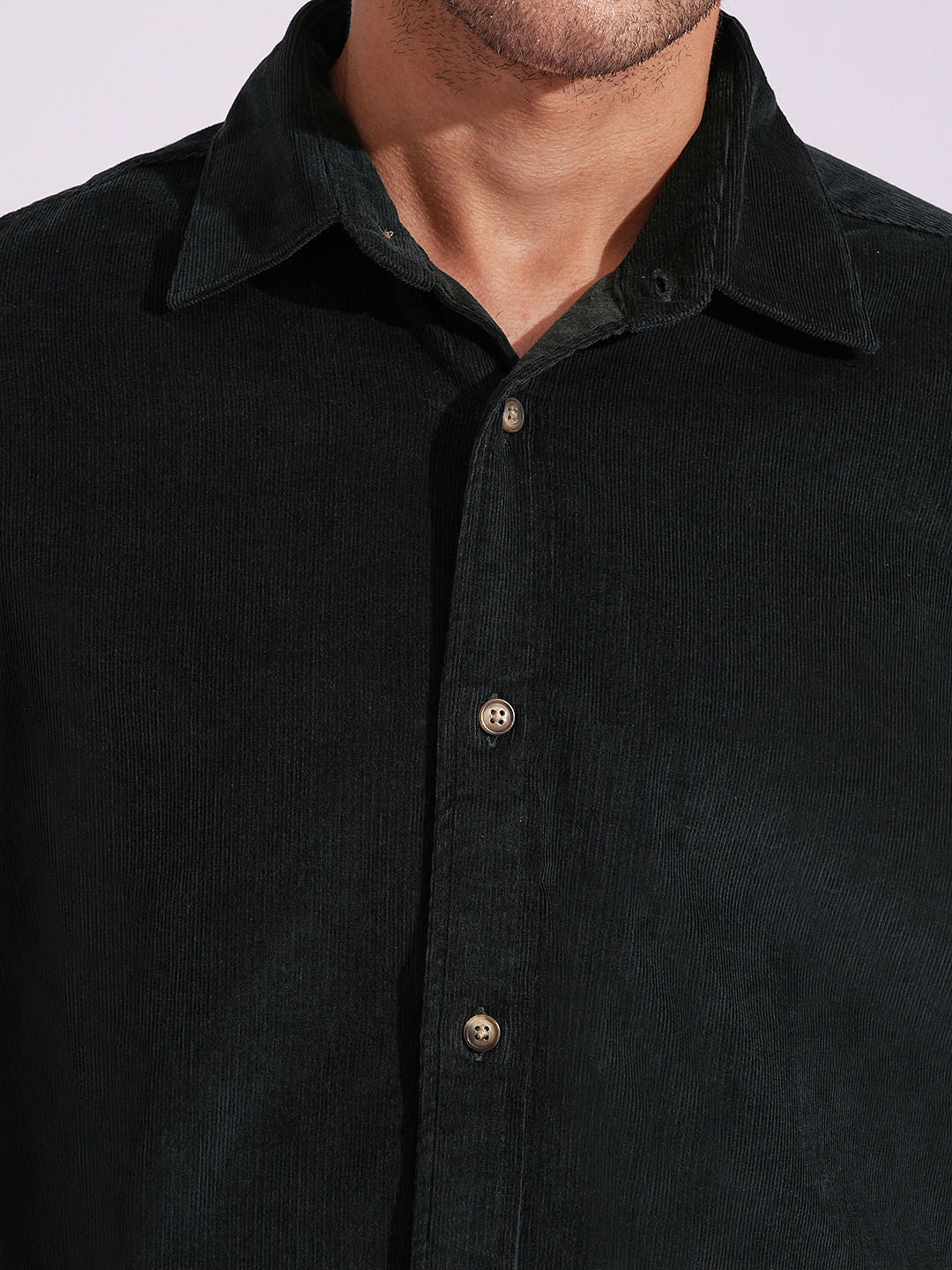 Green Corduroy Full Sleeves Shirt