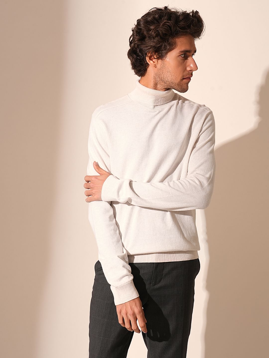 White Roll Neck Pullover