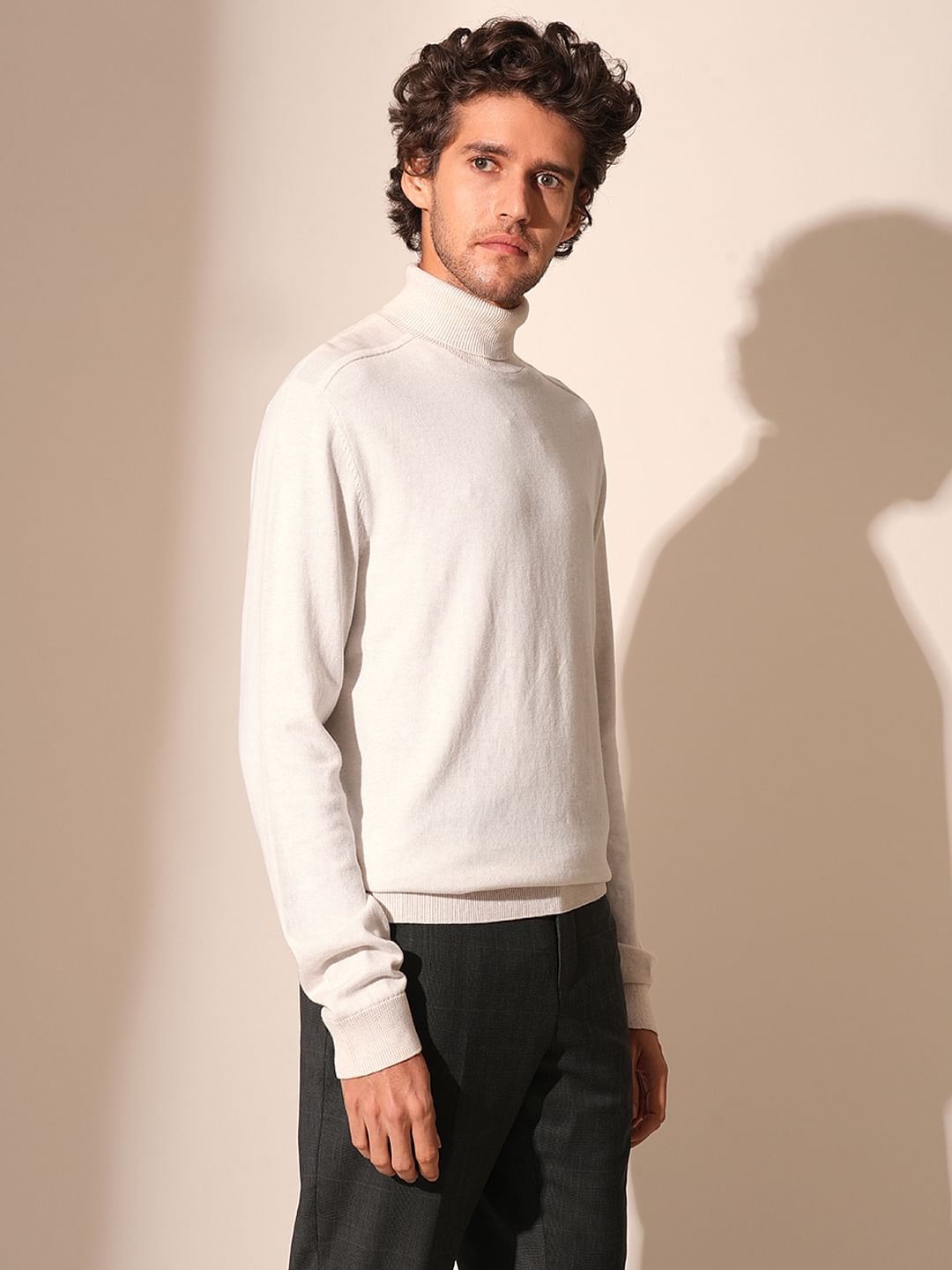 White Roll Neck Pullover