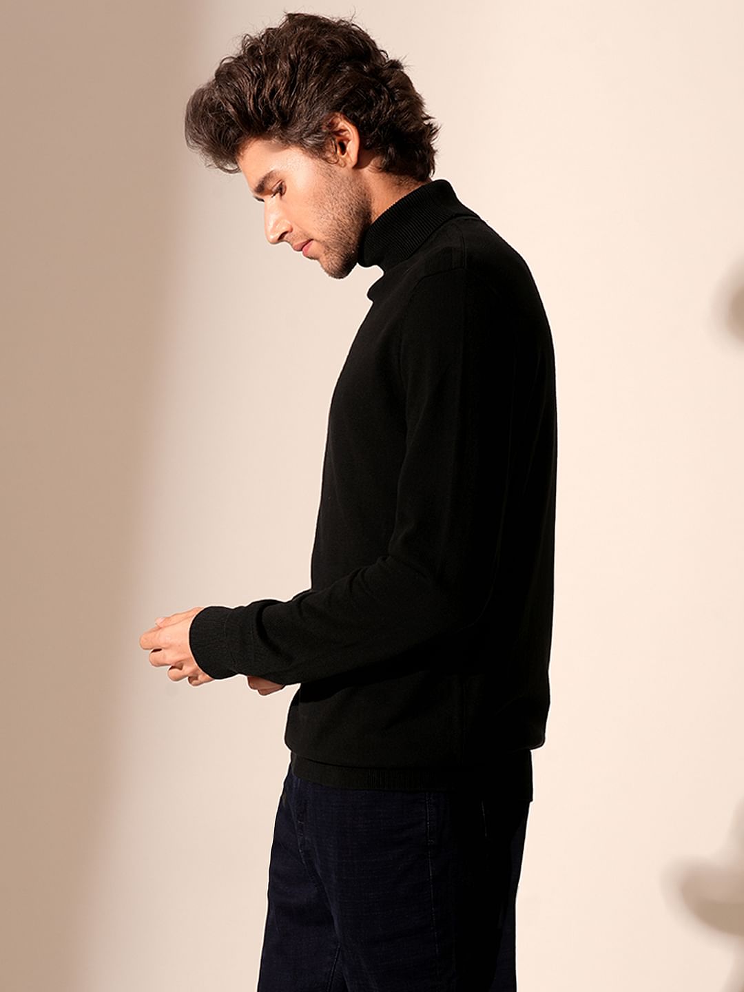 Black Roll Neck Pullover