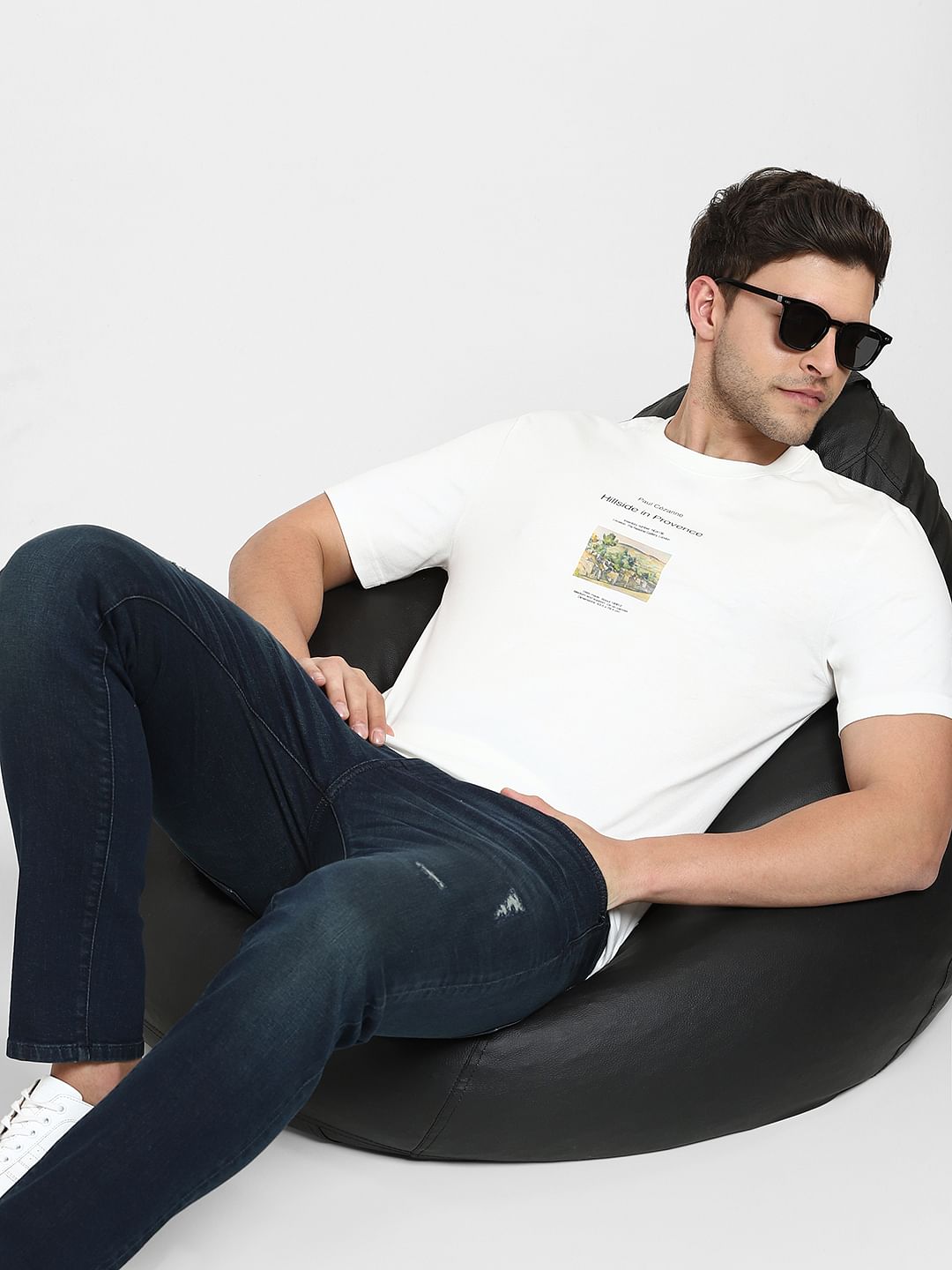 White Graphic Print Crew Neck T-Shirt