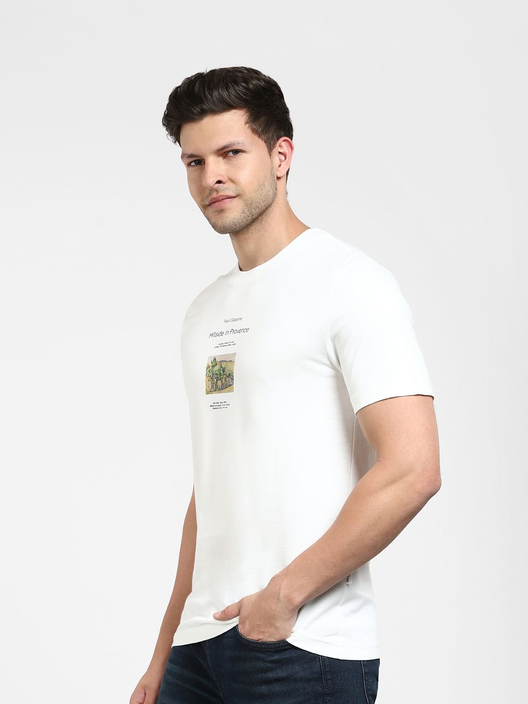 White Graphic Print Crew Neck T-Shirt