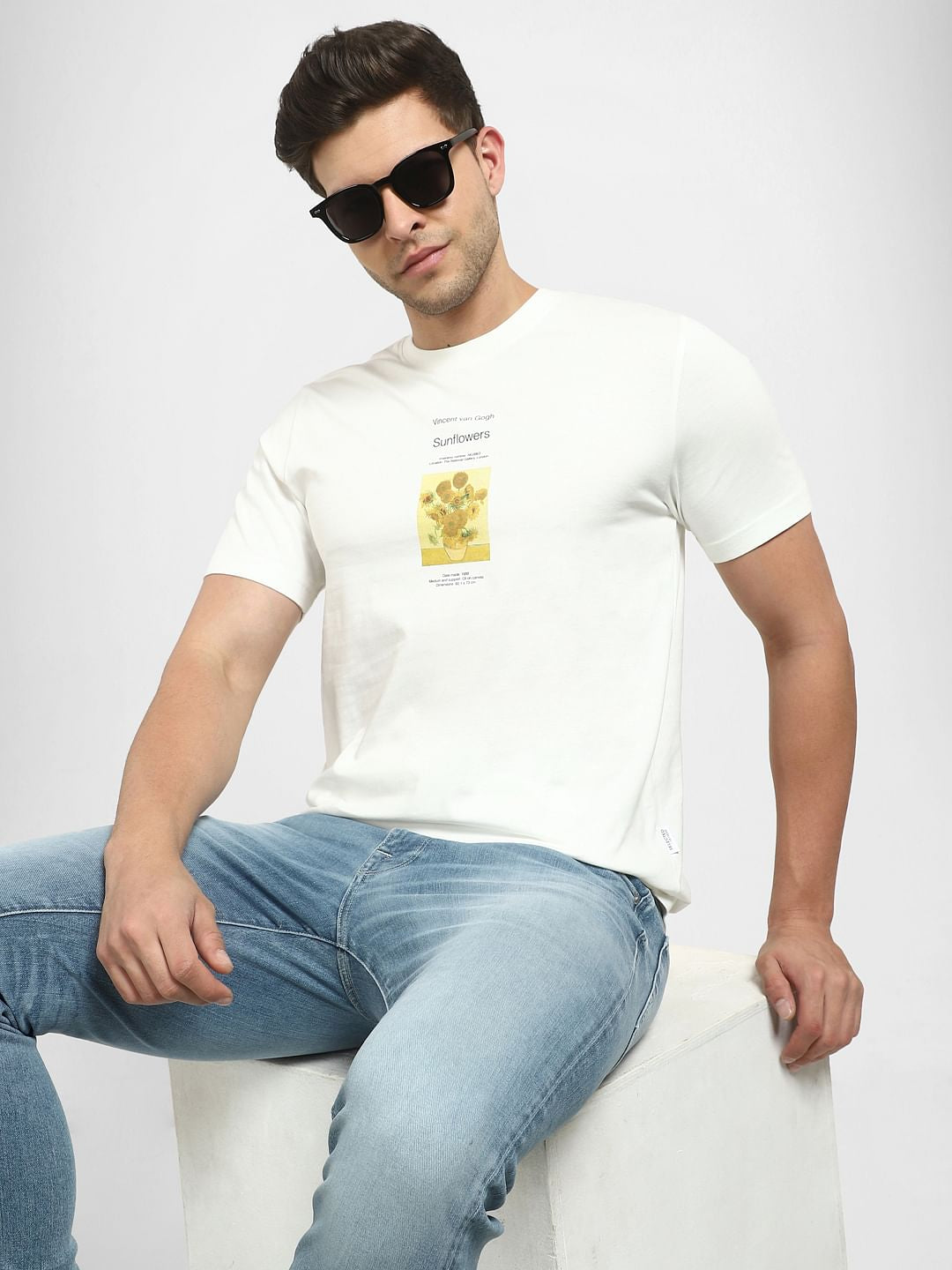 White Graphic Print Crew Neck T-Shirt