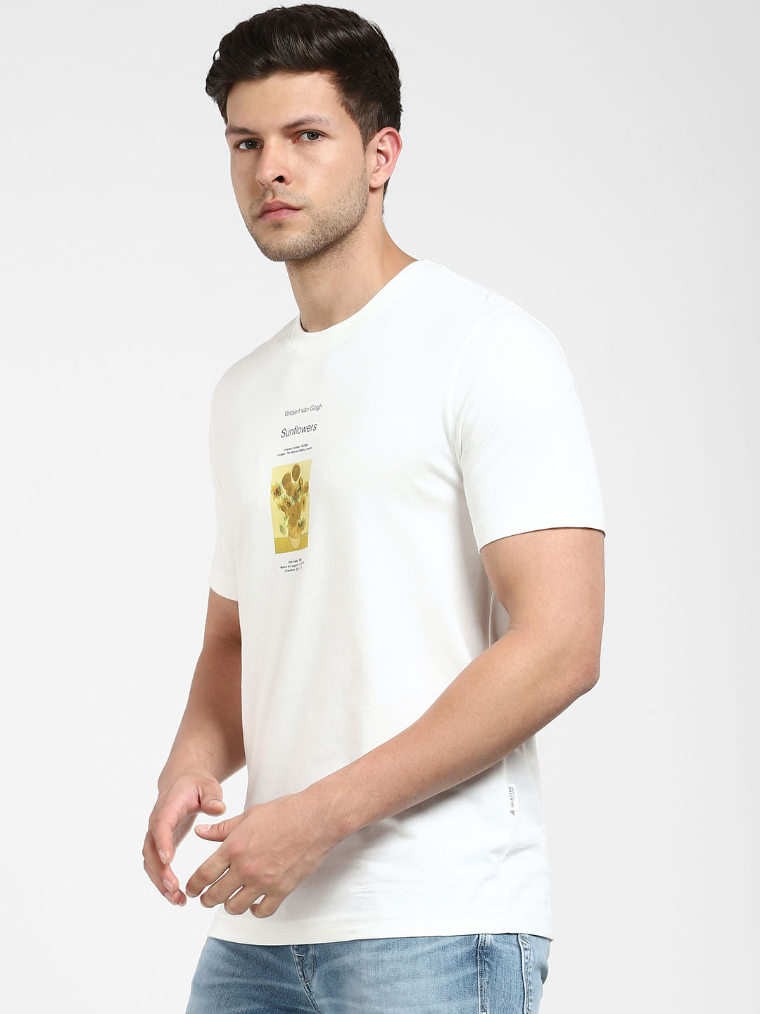 White Graphic Print Crew Neck T-Shirt