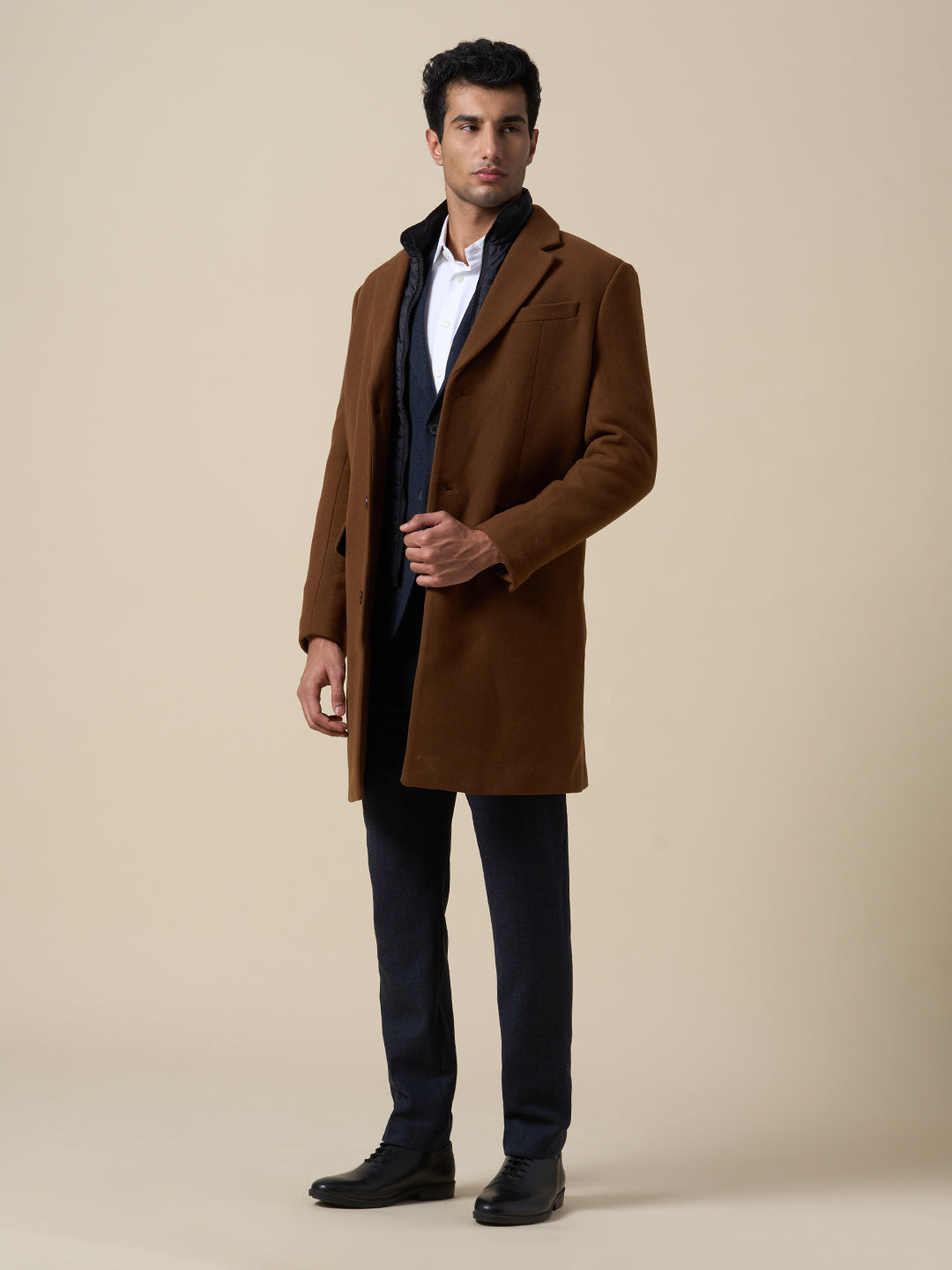 Dark Blue Wool Blend Suit-Set Blazer