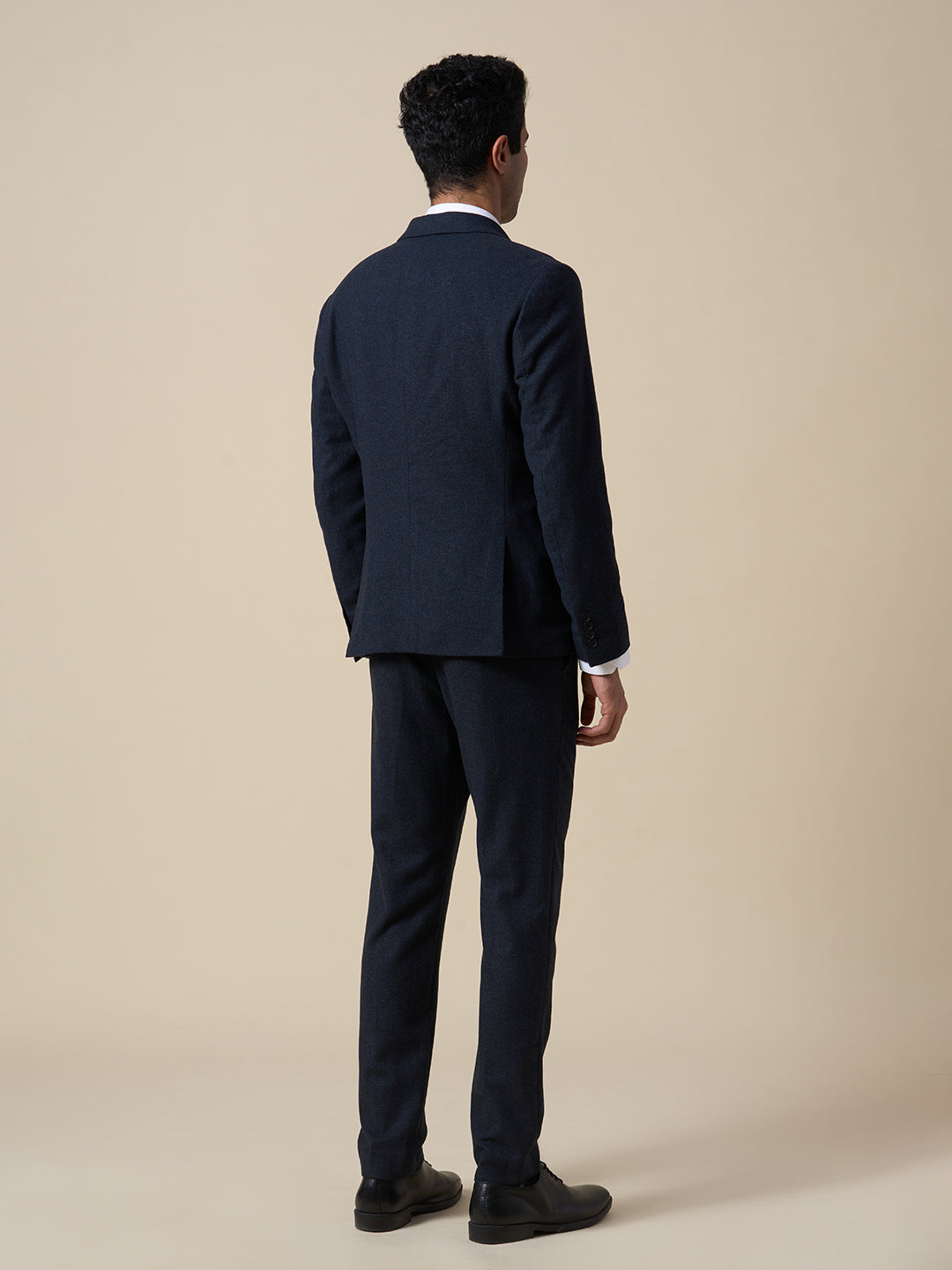 Dark Blue Wool Blend Suit-Set Blazer