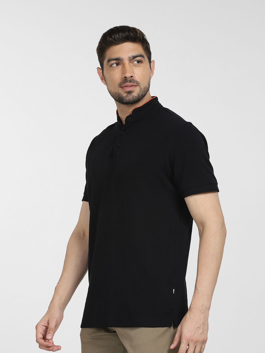 Black Slim Fit Henley T-shirt