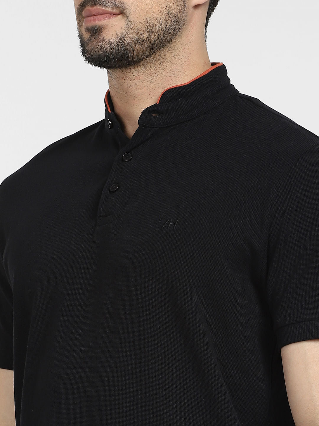 Black Slim Fit Henley T-shirt