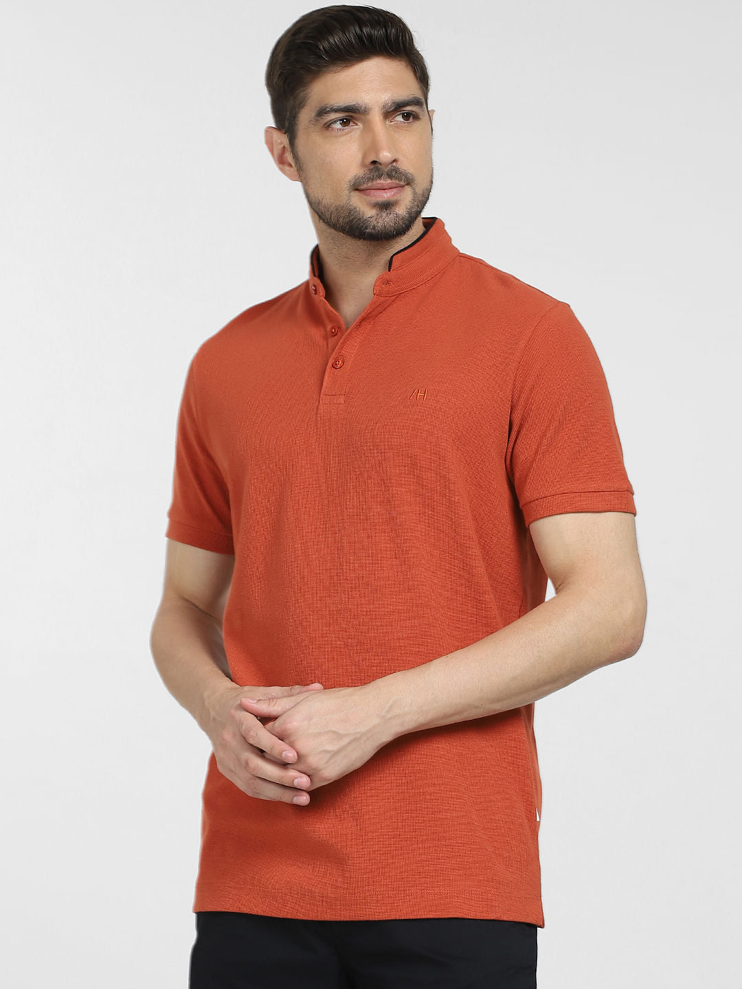 Brown Slim Fit Henley T-shirt