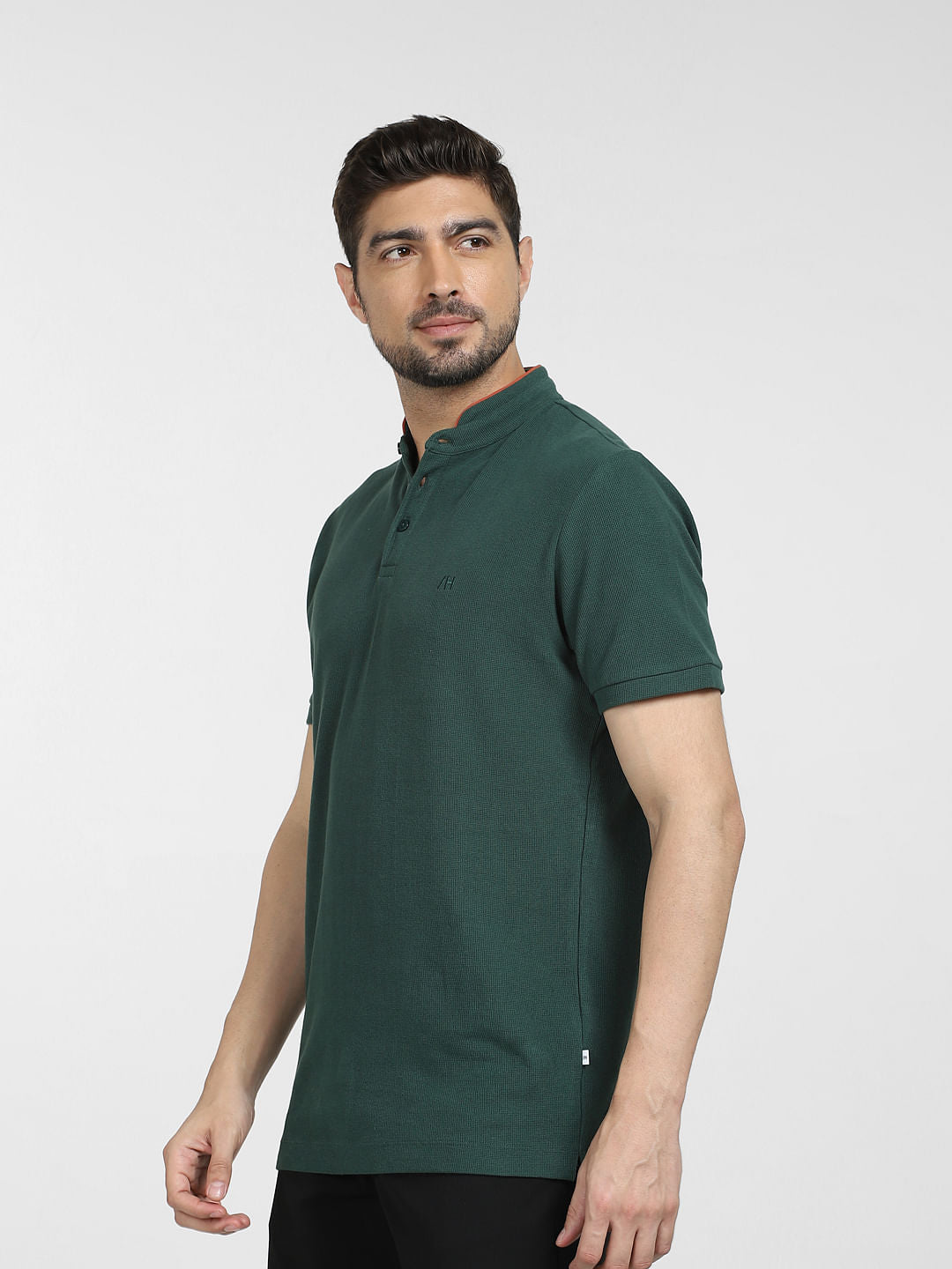 Dark Green Slim Fit Henley T-shirt