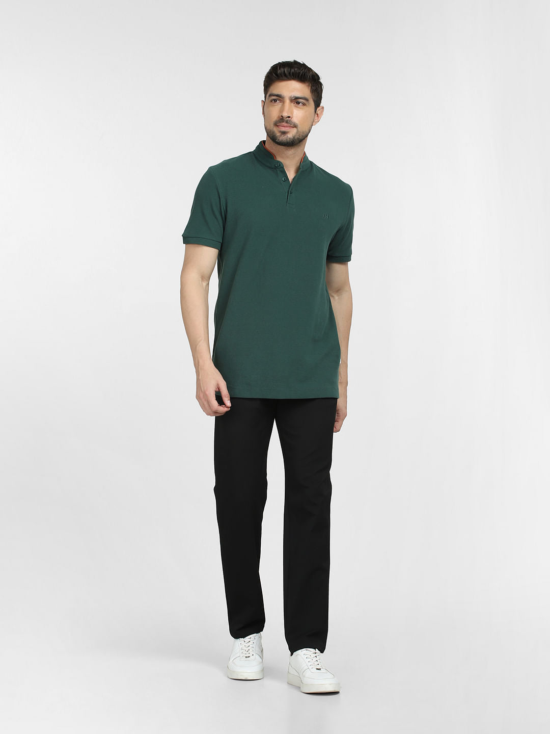 Dark Green Slim Fit Henley T-shirt
