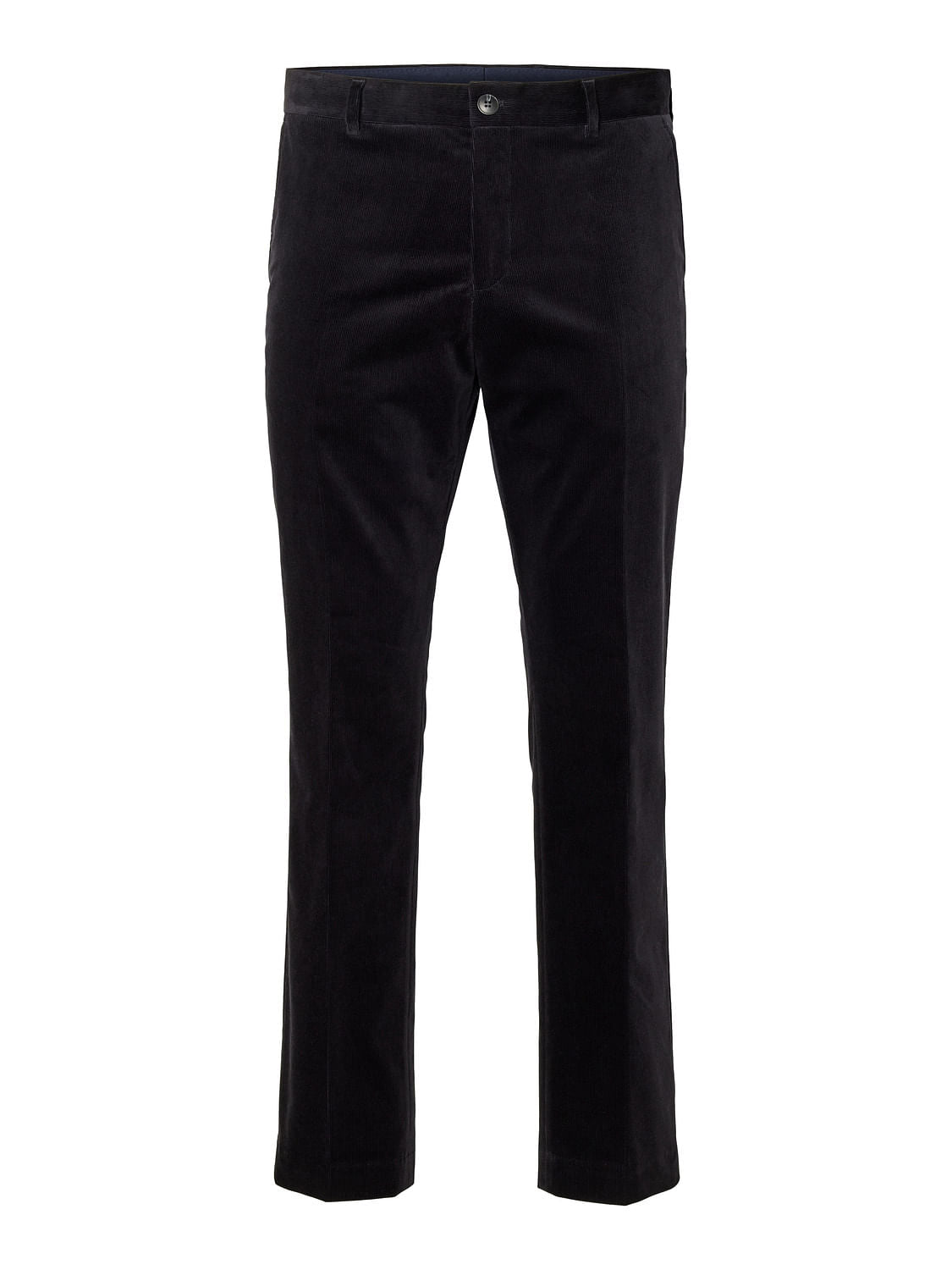 Dark Blue Mid Rise Corduroy Slim Fit Trousers